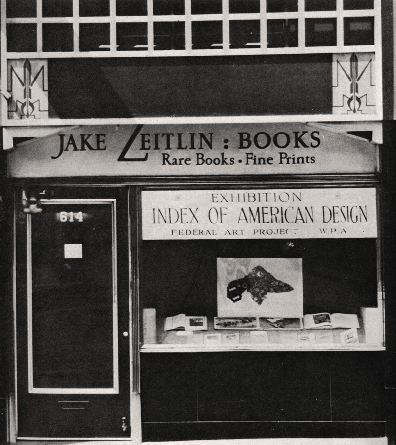 Jake Zeitlin Buchhandlung und Galerie, 1937, Photograph unbek., © Courtesy Eric Lloyd Wright