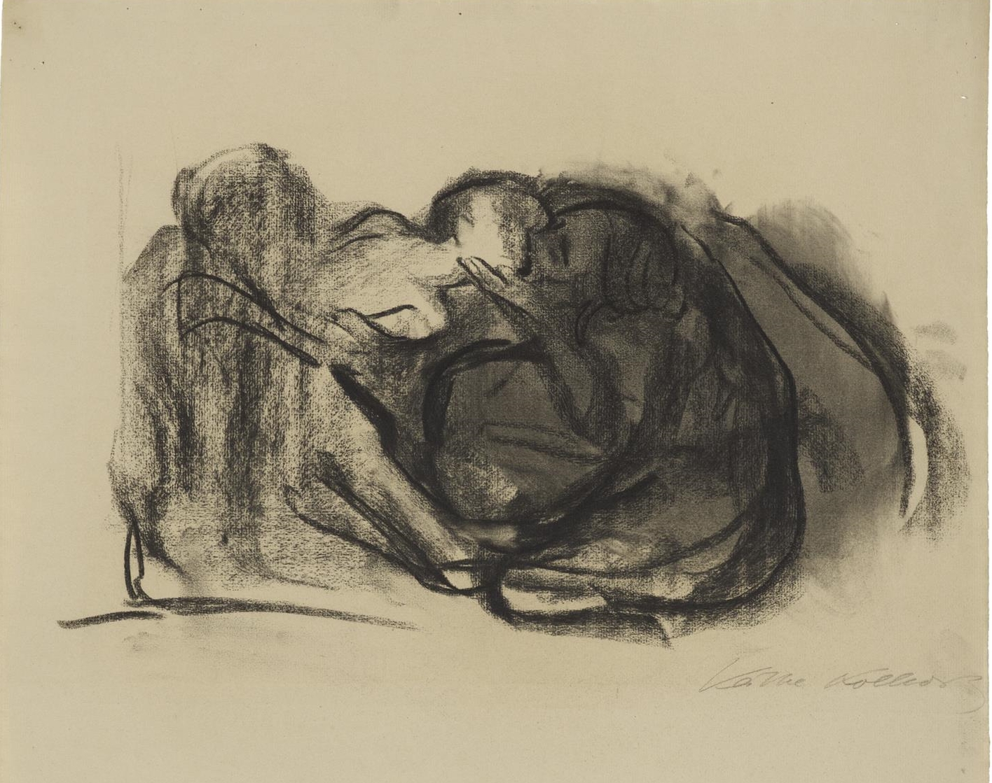 Käthe Kollwitz, Death snatching a Child from its Mother, 1911, charcoal, blotted, on Ingres paper, NT 634, Cologne Kollwitz Collection © Käthe Kollwitz Museum Köln