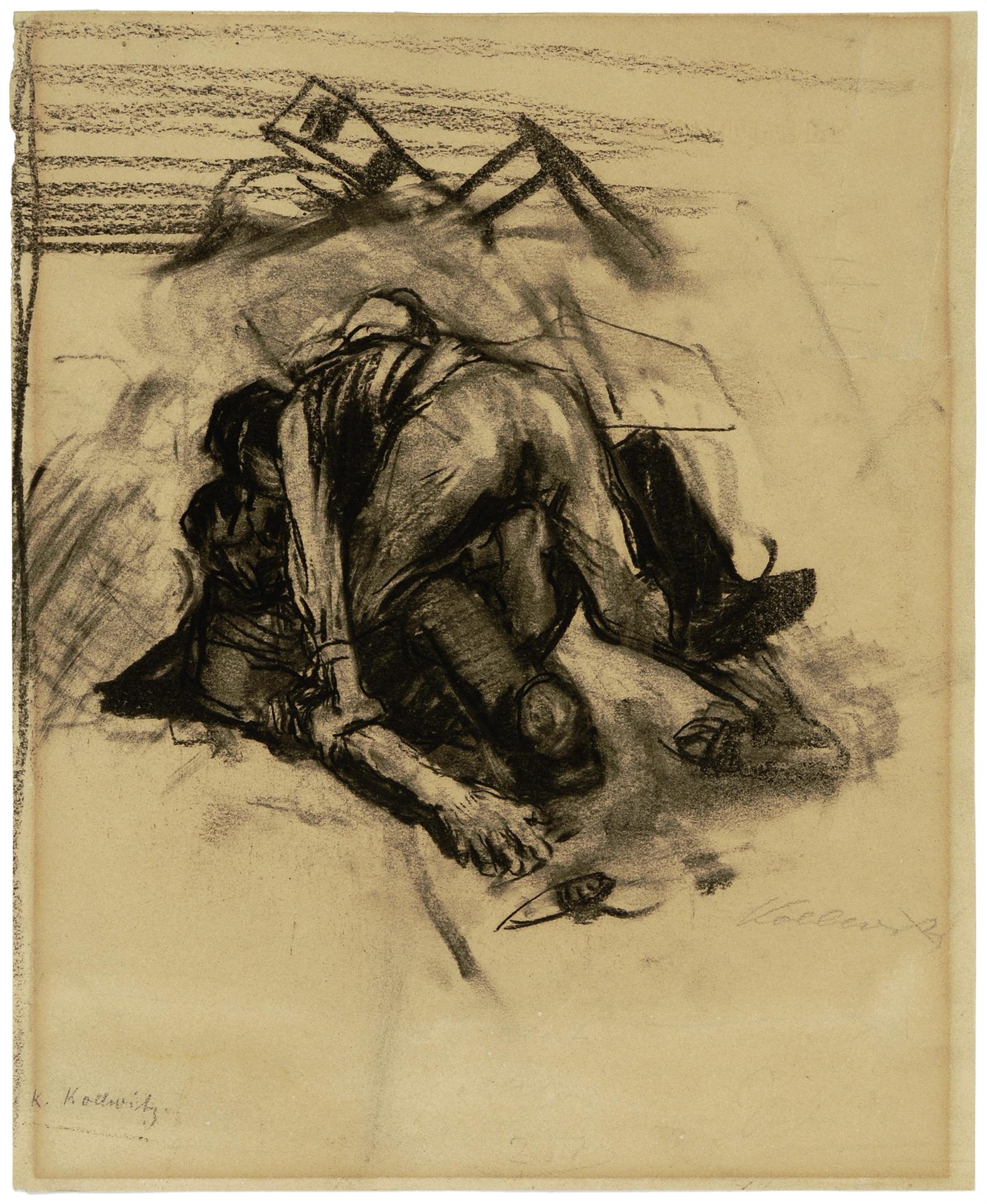 Käthe Kollwitz, Detailstudie zu Szene aus Germinal, 1892/93, Kohlezeichnung, NT (82a)