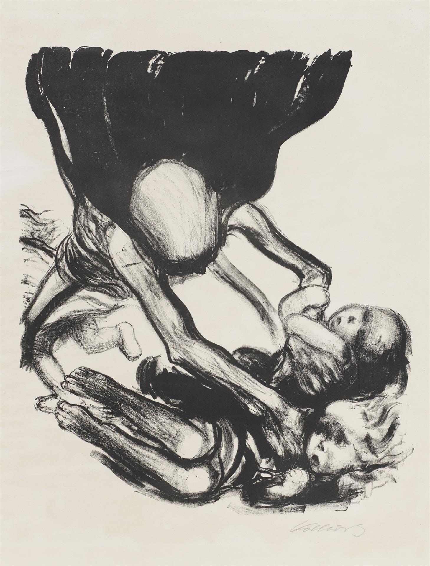 Käthe Kollwitz, La Mort s’emparant d’un groupe d’enfants, planche 3 de la série »Mort«, 1934, lithographie au crayon, Kn 266 II b, Collection Kollwitz de Cologne © Käthe Kollwitz Museum Köln