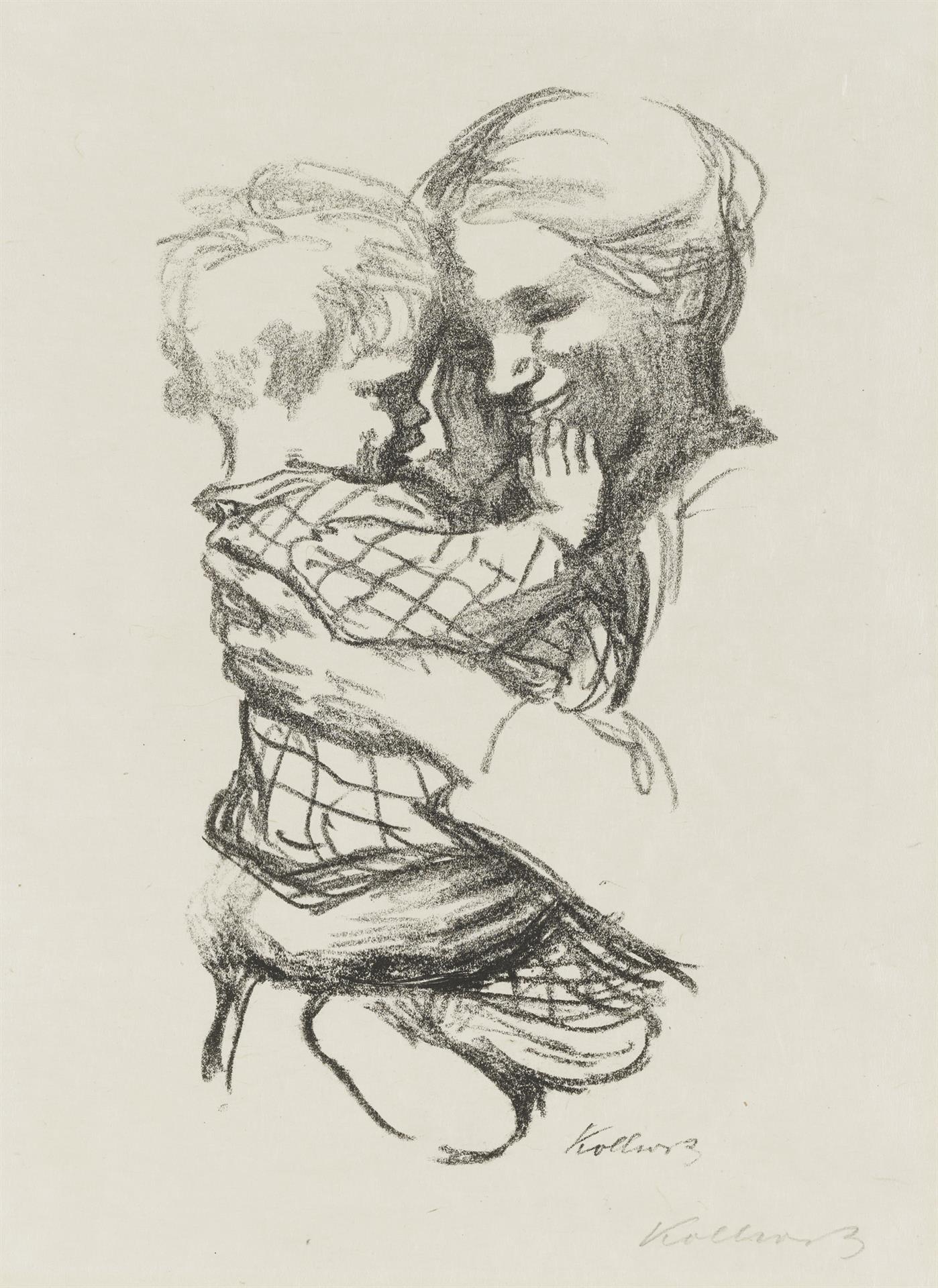Käthe Kollwitz, Mutter mit Kind auf dem Arm, Endgültige Fassung, 1916, Kreidelithographie (Umdruck), Kn 136 A II
