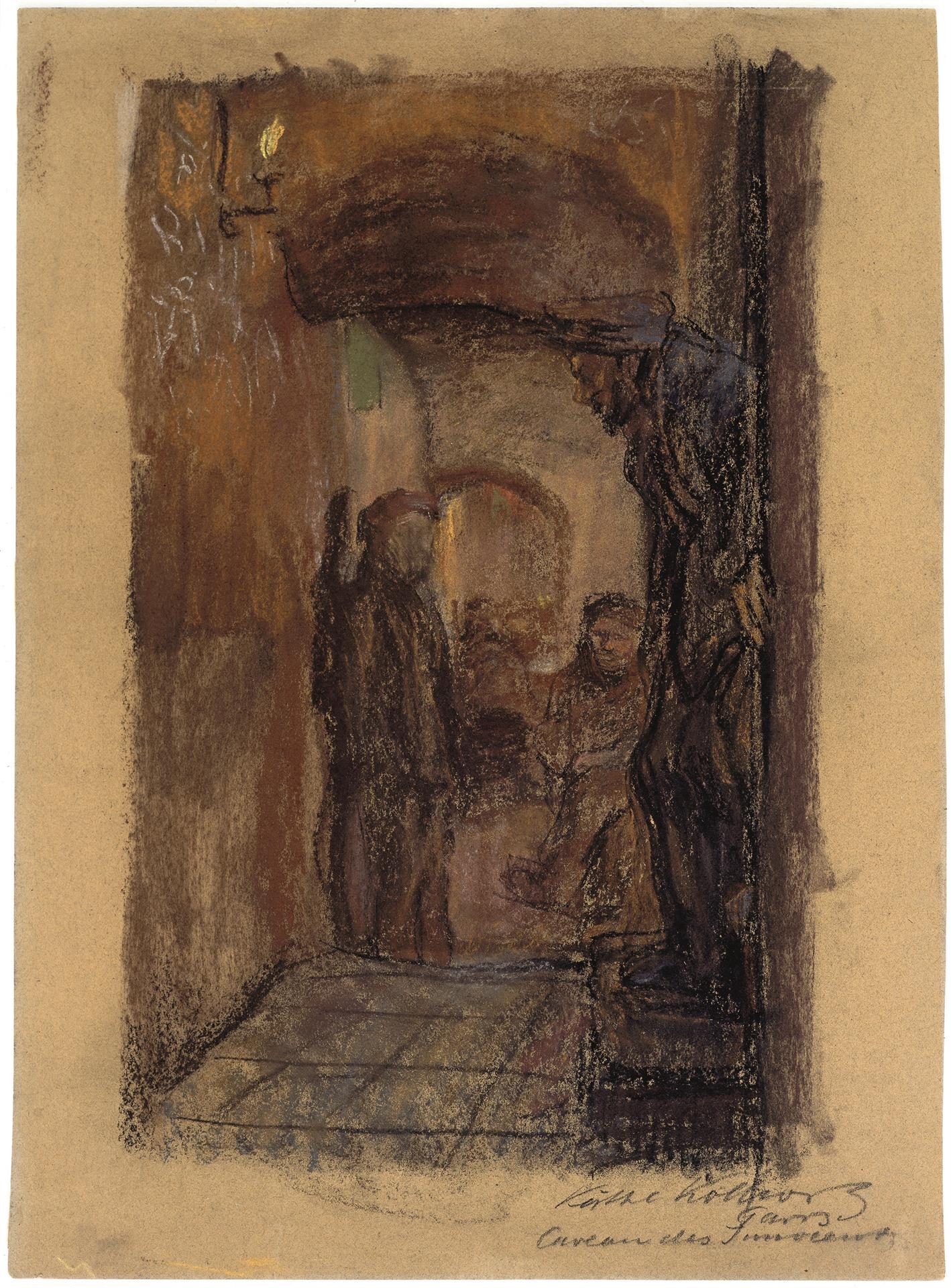 Käthe Kollwitz, Caveau des Innocents, 1904, Farbige Kreiden auf bräunlichem Karton, NT 275
