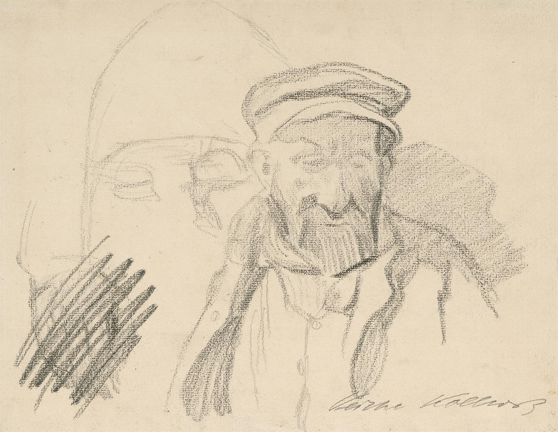 Käthe Kollwitz, Bärtiger Mann mit Mütze, 1904, Bleistift auf Ingres-Bütten, NT 290