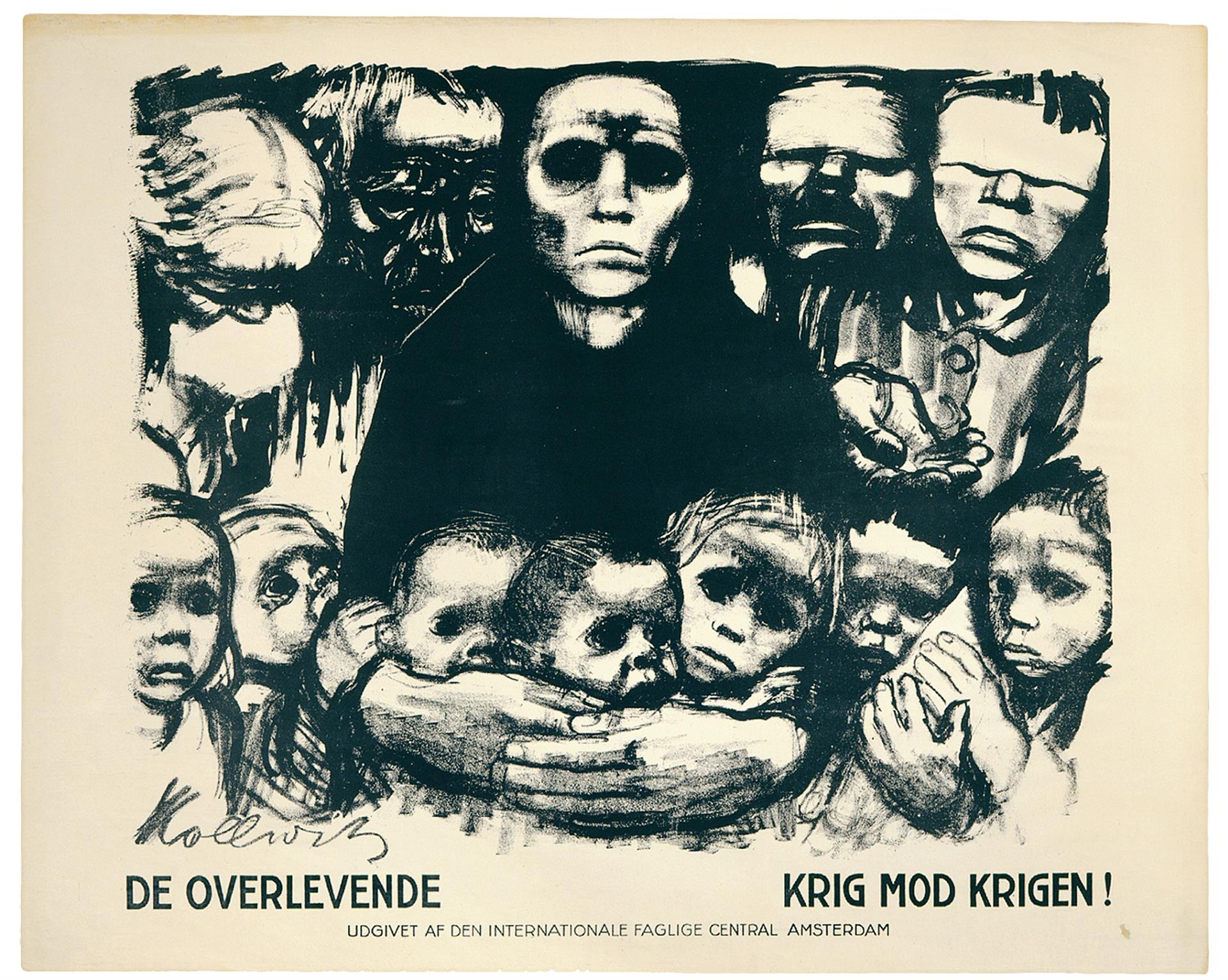 Käthe Kollwitz, Plakat »Die Überlebenden«, vor August 1923, Kreide- und Pinsellithographie sowie Schabnadel (Umdruck), Kn 197 II b