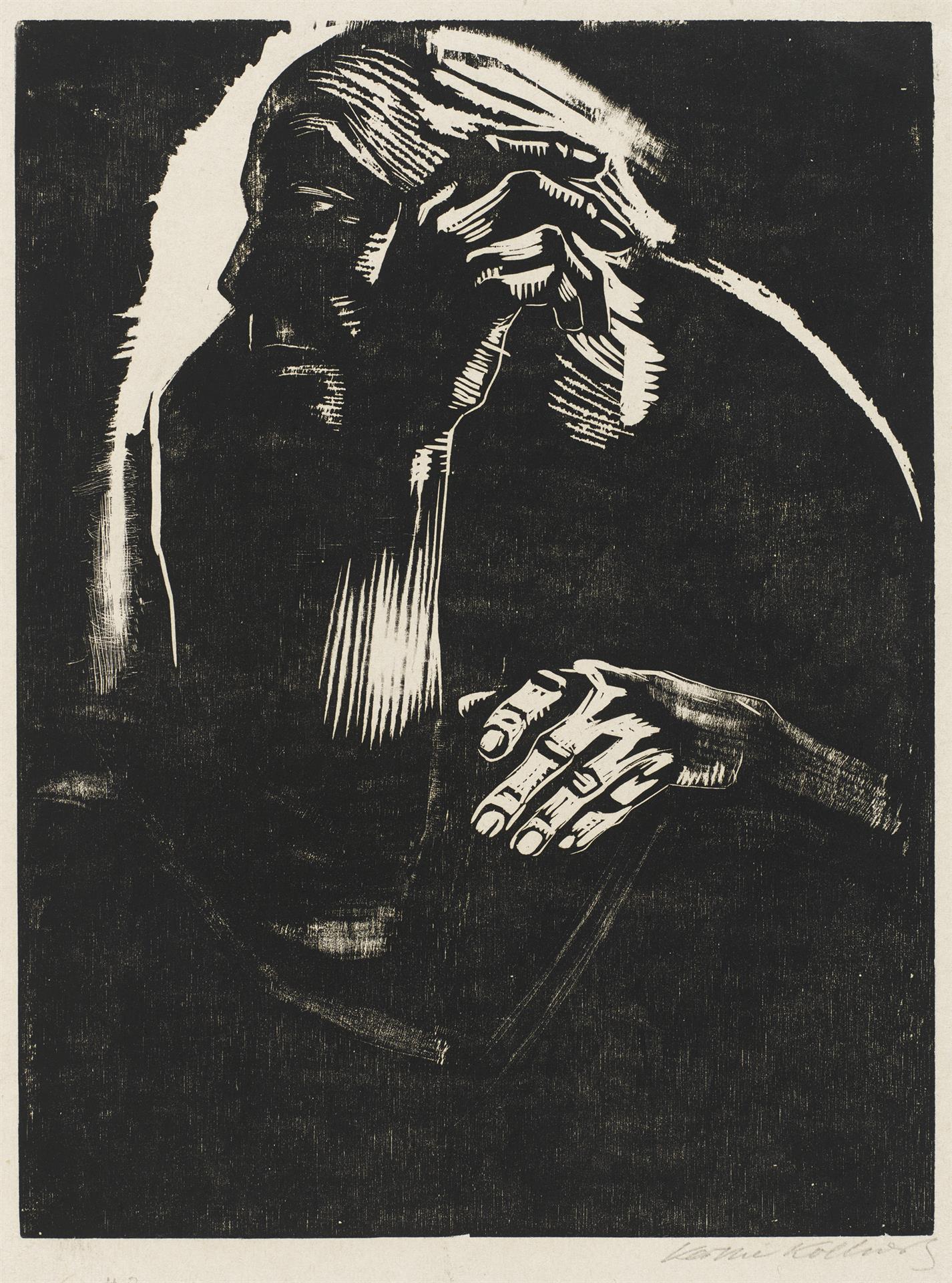 Käthe Kollwitz, Autoportrait, 1924, gravure sur bois, Kn 203 IV
