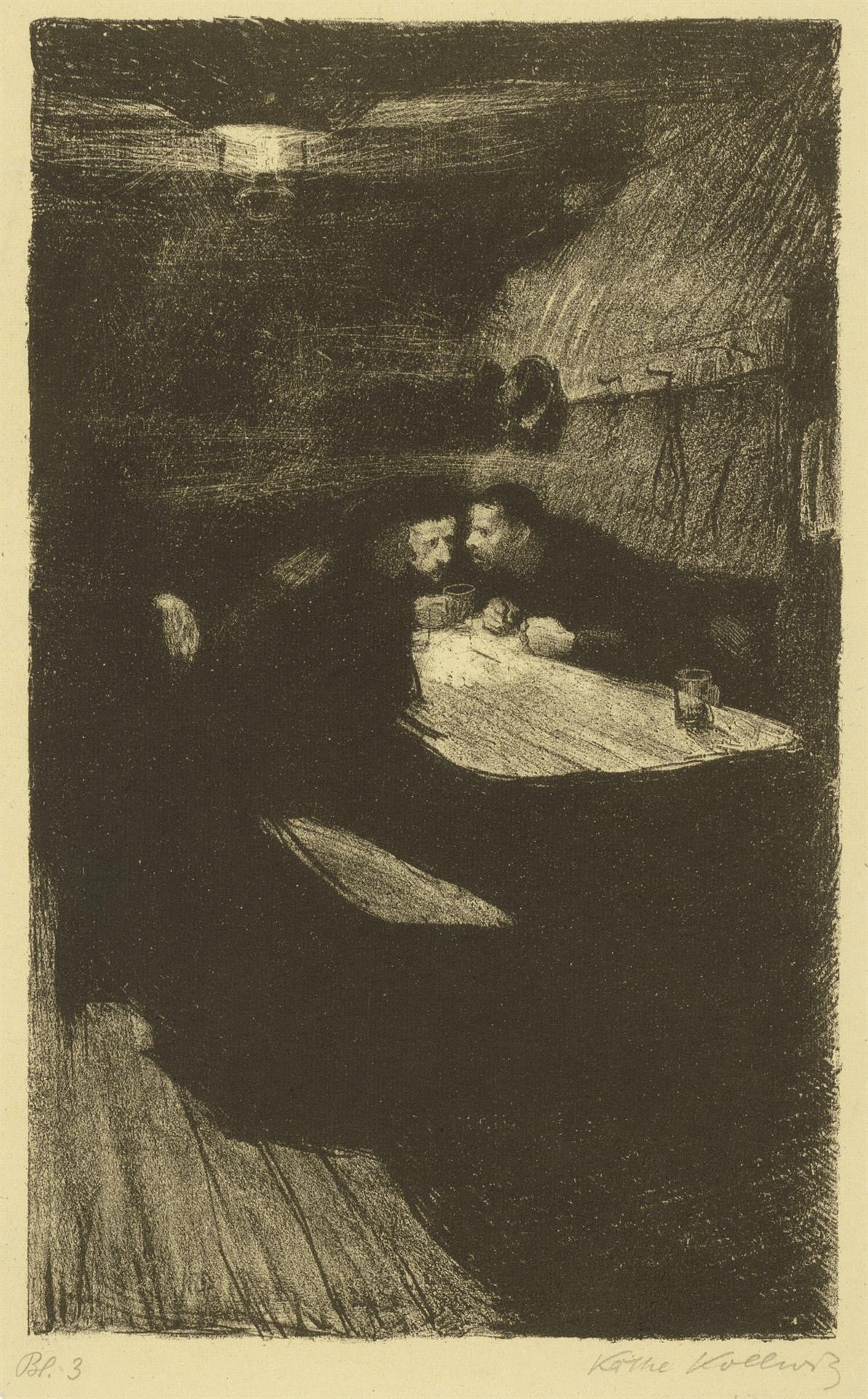 Käthe Kollwitz, Conspiration, planche 3 du cycle »Une Révolte des tisserands«, 1893-97, lithographie au crayon, grattoirs, Kn 35 A II a
