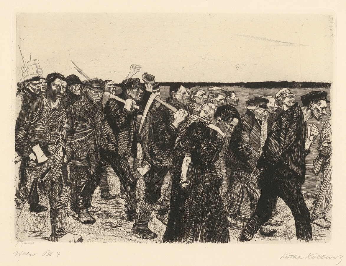 Käthe Kollwitz, Weberzug, Bl. 4 aus dem Zyklus »Ein Weberaufstand«, 1893-1897, Strichätzung und Schmirgel, 216 x 295 mm, Kn 36 II a, Kollwitz Museum Köln, Inv.Nr. 70300/84002.