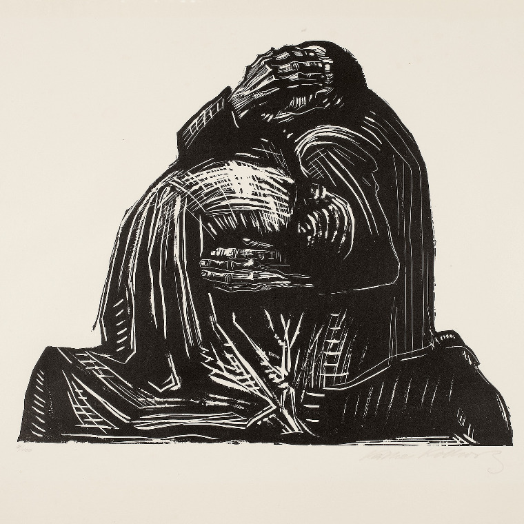 Käthe Kollwitz, Die Eltern, Blatt 3 der Folge »Krieg«, 1921/22, Holzschnitt, 350 x 427 mm, Kn 174 V b, Kollwitz Museum Köln, Inv. Nr. 70300/92013.