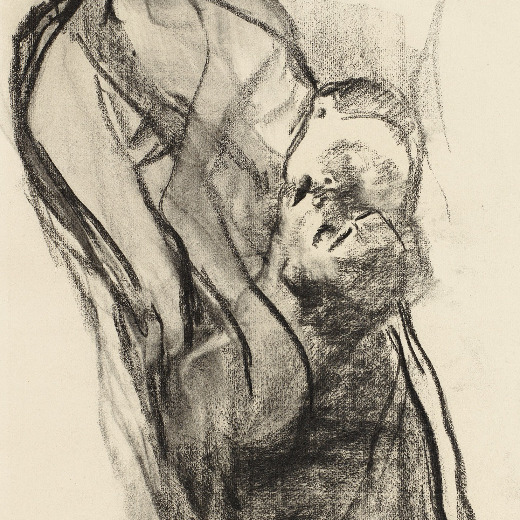 Käthe Kollwitz, Abschied, 1910, Kohle, gewischt, auf Ingres-Bütten, 632 x 458 mm, NT 616, Kollwitz Museum Köln, Inv. Nr. 70200/84009.