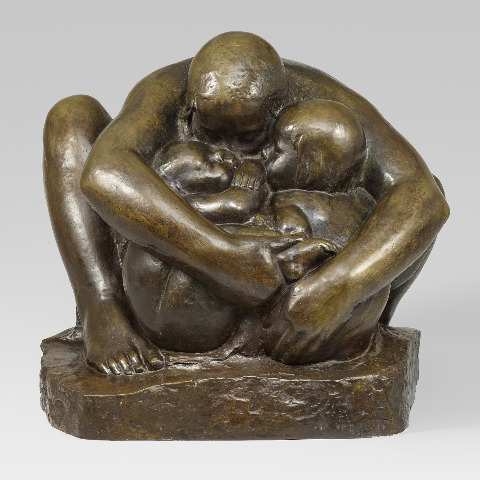 Käthe Kollwitz, Mutter mit zwei Kindern, Modell 1932–36, Guss 1984, Bronze, 760 × 850 × 800mm, Seeler 29 I.B.6., Kollwitz Museum Köln, Inv. Nr. 70100/85001.