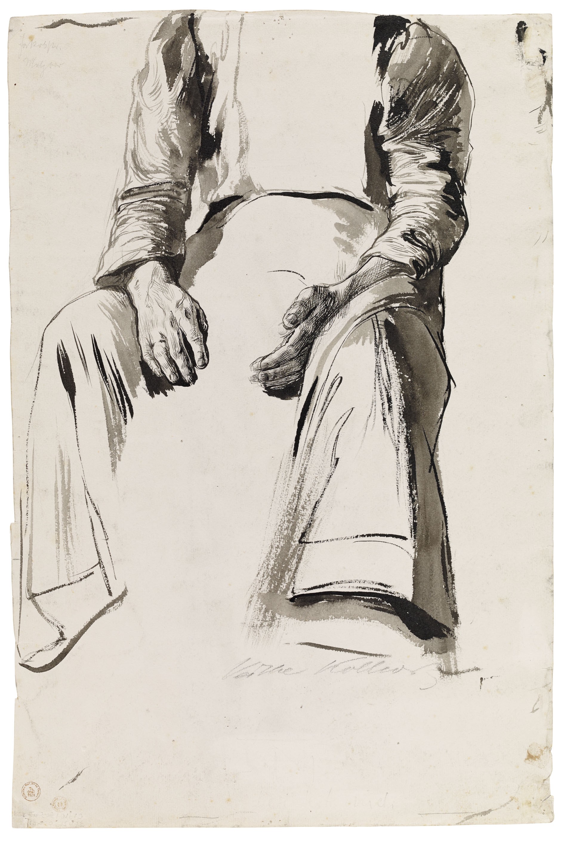 Käthe Kollwitz, Sitzende Frau, 1900, Feder und Pinsel in Tusche, auf Bütten, 513 x 340 mm, NT 161, Kollwitz Museum Köln, Inv. Nr. 70200/85002.