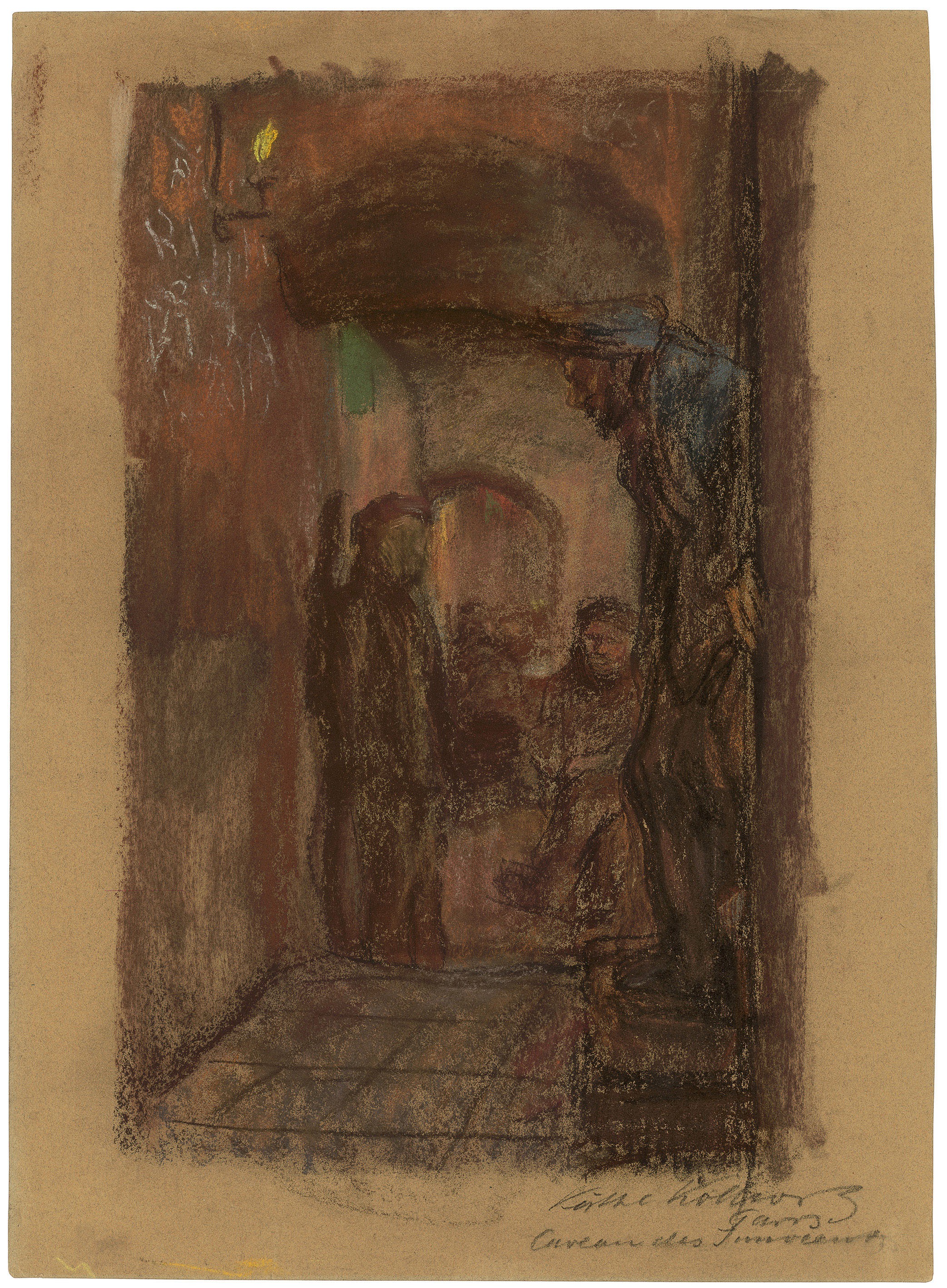 Käthe Kollwitz, Caveau des Innocents, 1904, farbige Kreiden auf bräunlichem Velin, 653 x 479 mm, NT 275, Kollwitz Museum Köln, Inv. Nr. 702007/98006.