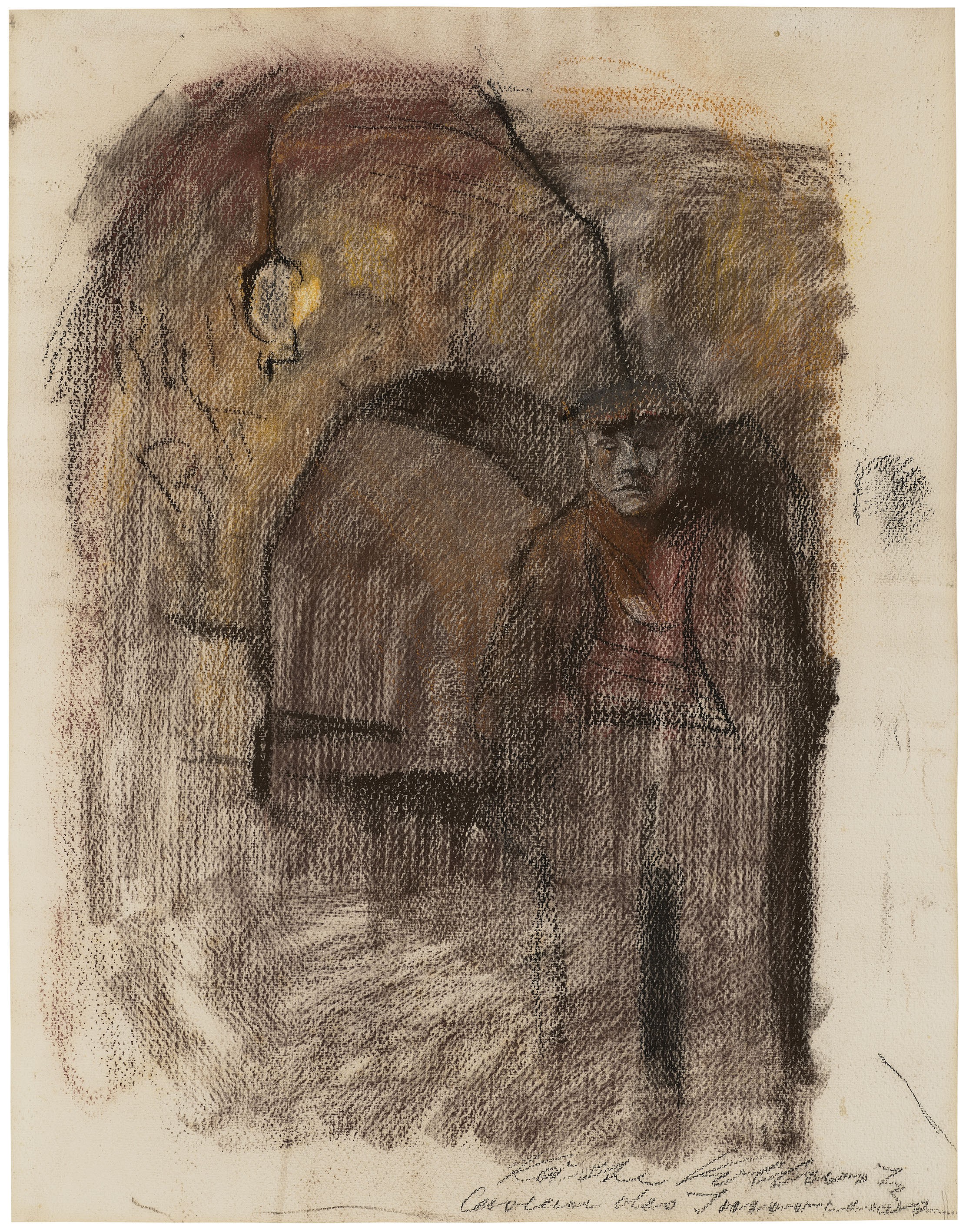 Käthe Kollwitz, Caveau des Innocents, 1904, farbige Kreiden auf stark strukturiertem Papier, 603 x 470 mm, NT 275 b, Kollwitz Museum Köln, Dauerleihgabe aus Privatbesitz. 
