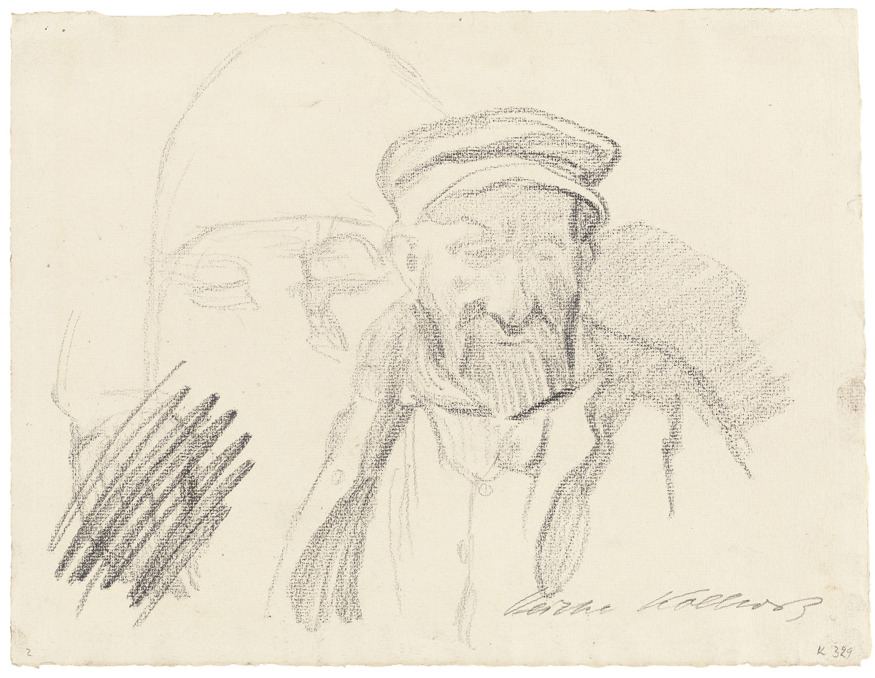 Käthe Kollwitz, Mann mit Mütze, 1904, Bleistift auf Ingres-Bütten, 234 x 285 mm, NT 290, Kollwitz Museum Köln, Inv. Nr. 70200/08006.