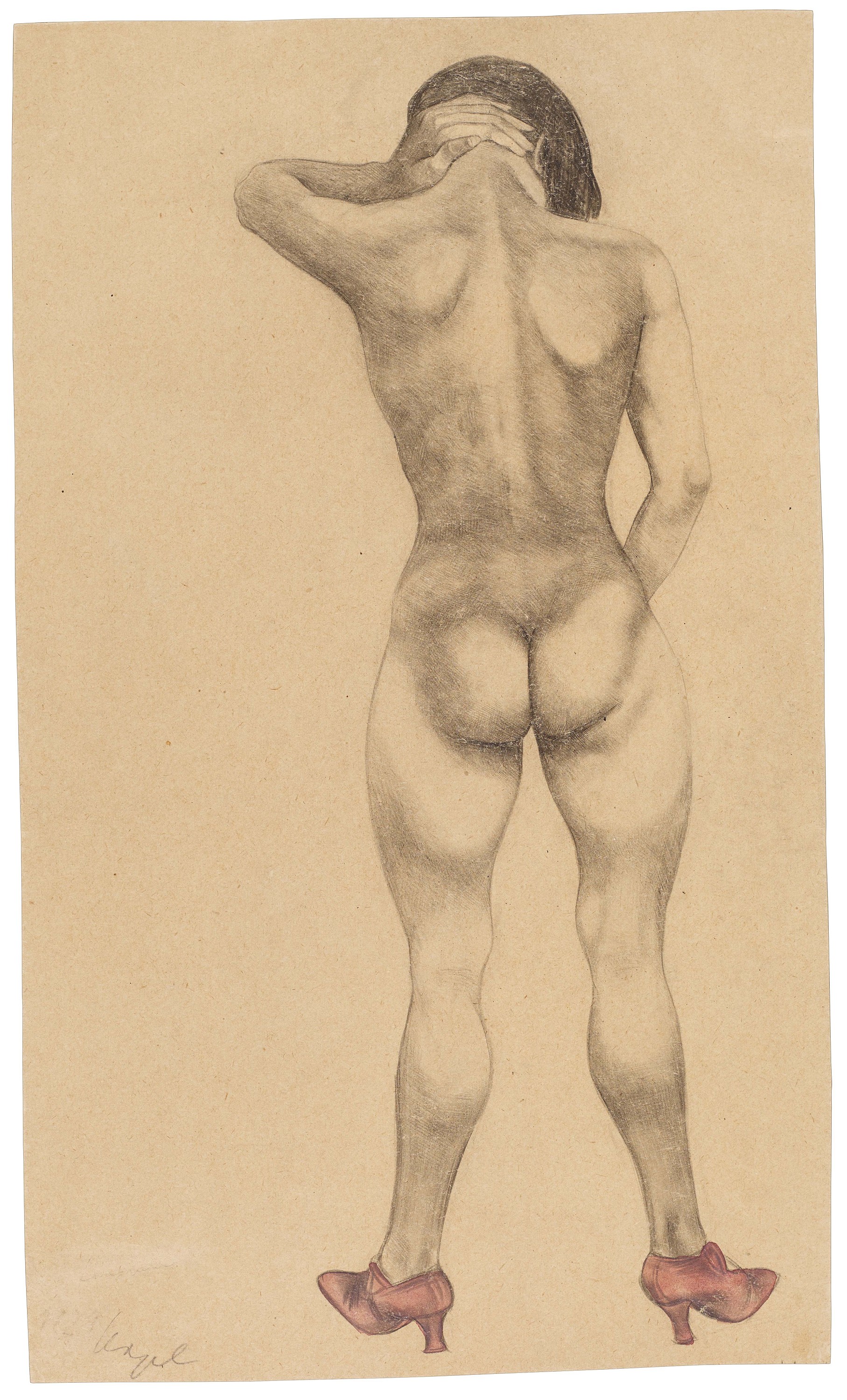 Hanna Nagel (1907–1975), Paule, 1927, Lithokreide, Bleistift, Aquarell, 388 × 230 mm, Kunsthalle Mannheim, Schenkung Irene Fischer-Nagel © VG Bild-Kunst, Bonn 2026
