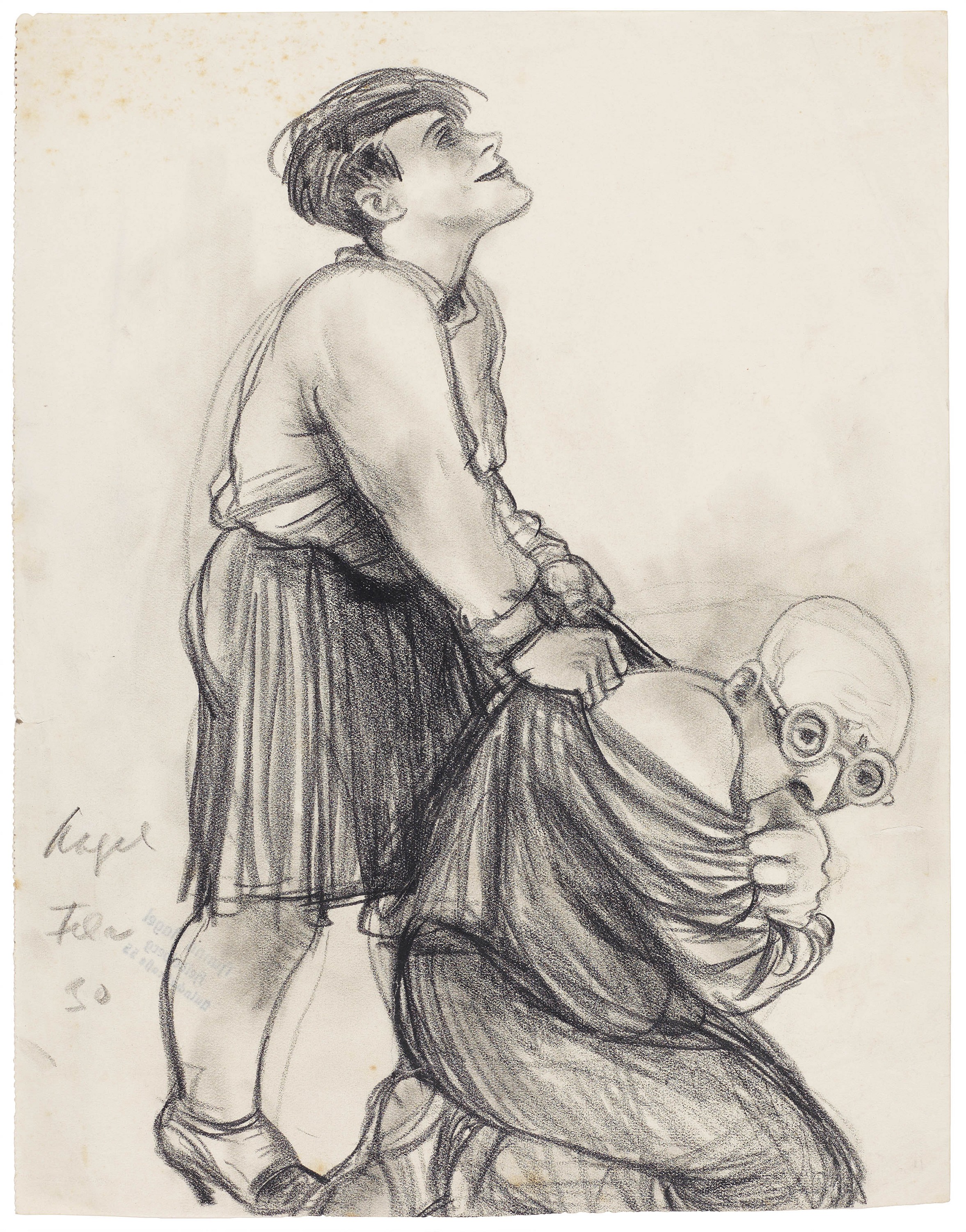 Hanna Nagel (1907–1975), Grinsen, 1930, Lithokreide, 290 × 226 mm, Kunsthalle Mannheim, Schenkung Irene Fischer-Nagel © VG Bild-Kunst, Bonn 2026