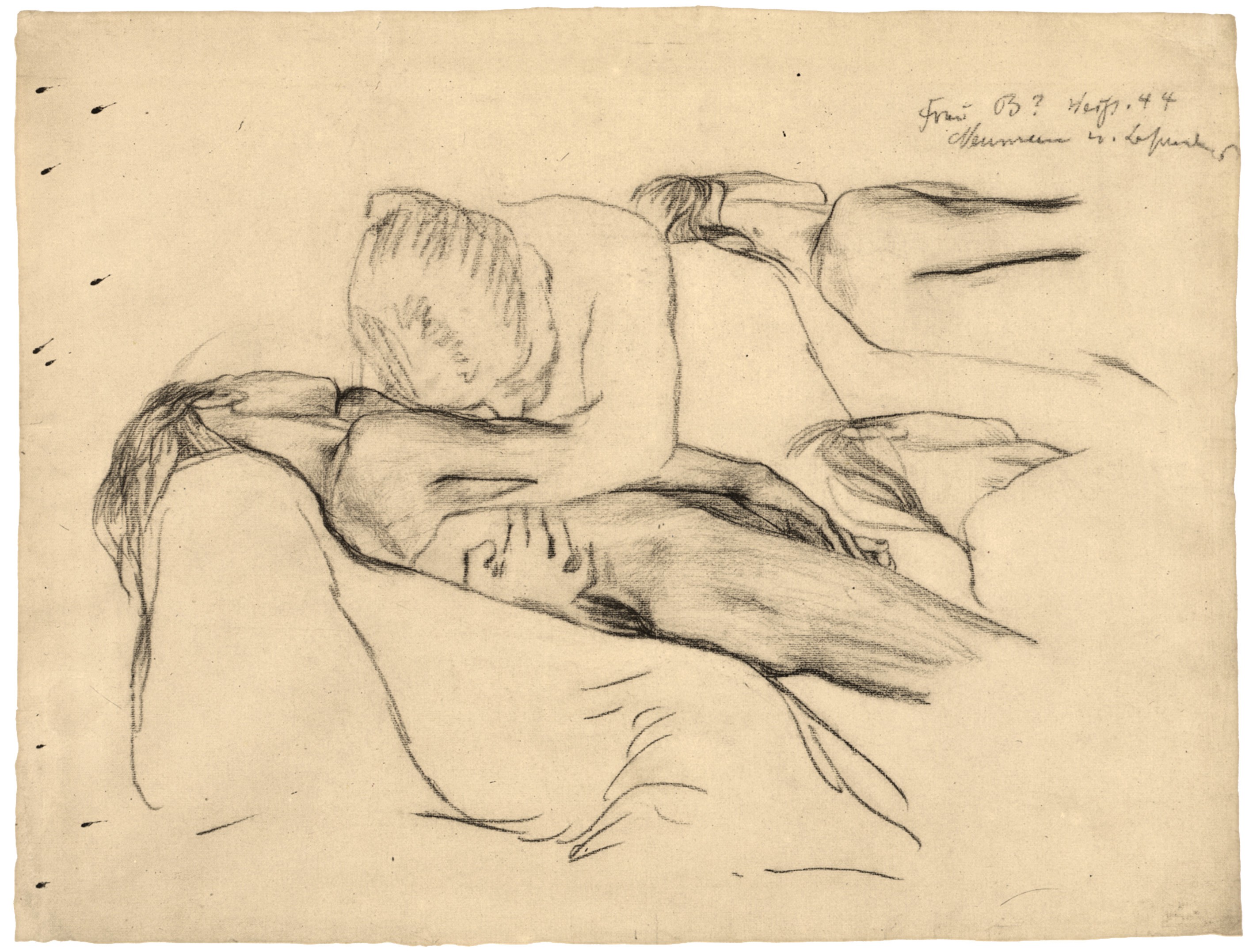 Käthe Kollwitz, Frau mit totem Kind, 1903, Kohle auf gelblichem Ingres-Bütten, 475 x 620 mm, NT 234 a, Kollwitz Museum Köln, Inv. Nr. 70200/85006.