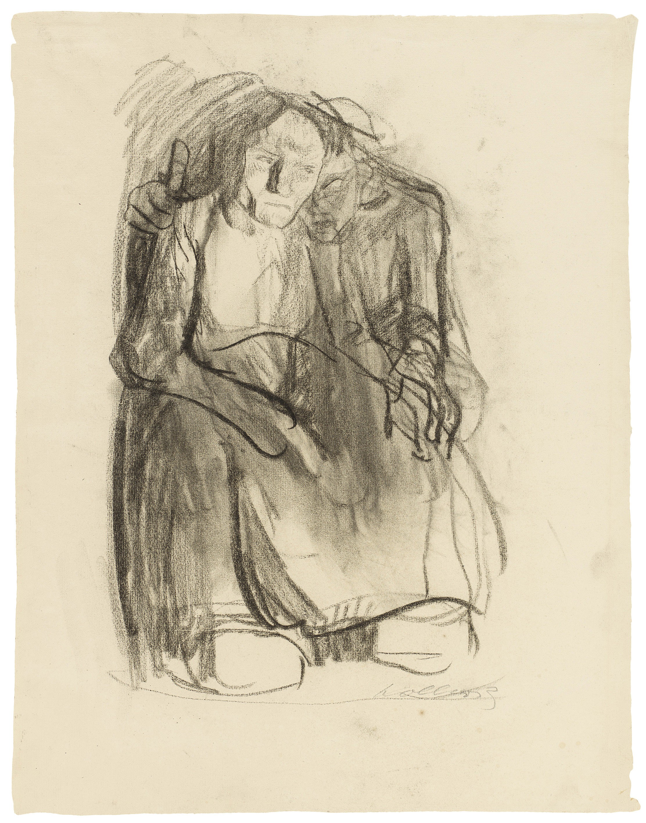 Käthe Kollwitz, Inspiration, 1904/05, Kohle auf Ingres-Büttes, 569 x 443 mm, NT 296, Kollwitz Museum Köln, Inv. Nr. 70200/84004.
