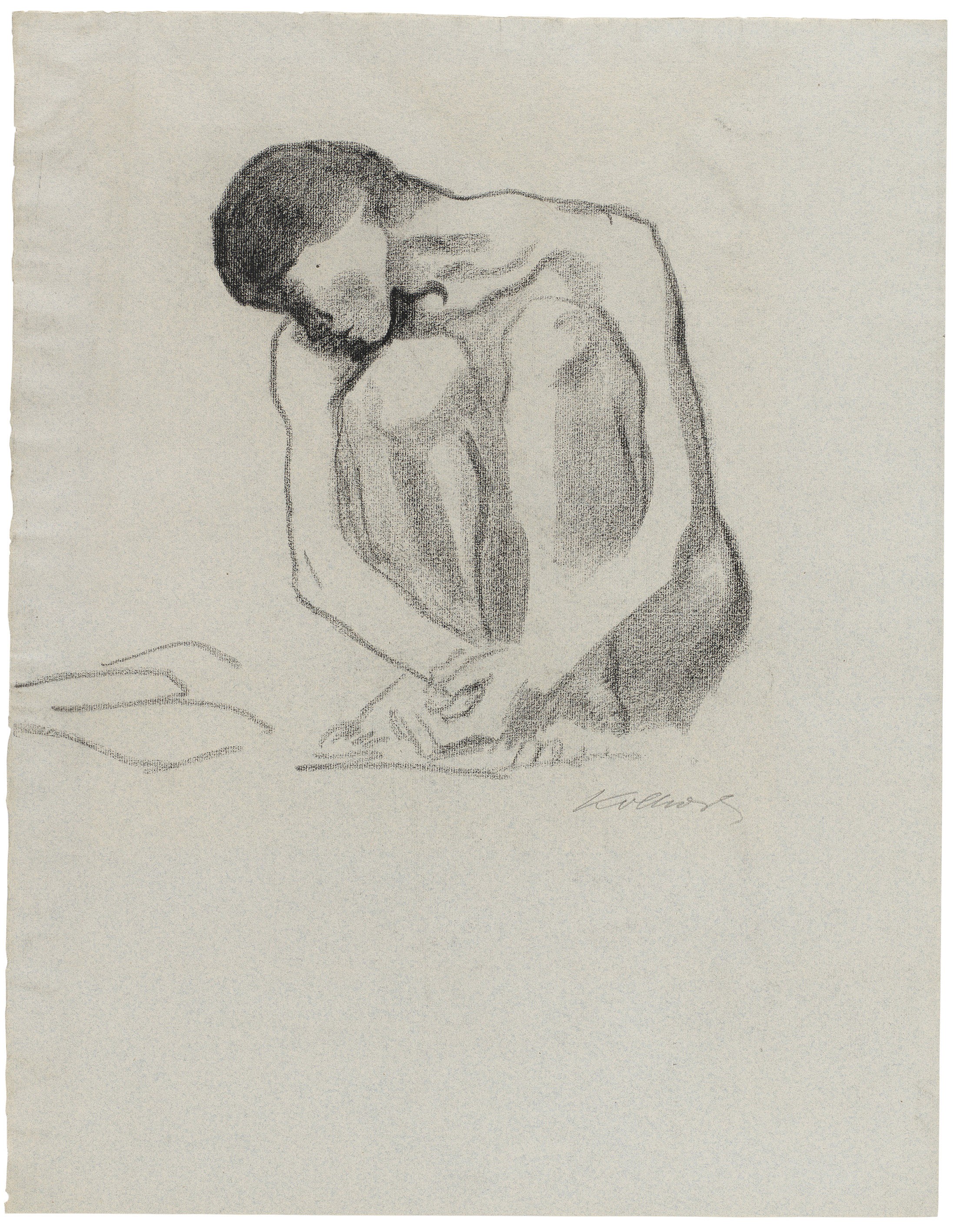 Käthe Kollwitz, Weiblicher Akt, um 1904/06, Kohle, 607 x 473 mm, NT 318, Kollwitz Museum Köln, Inv. Nr.  70200/83010.