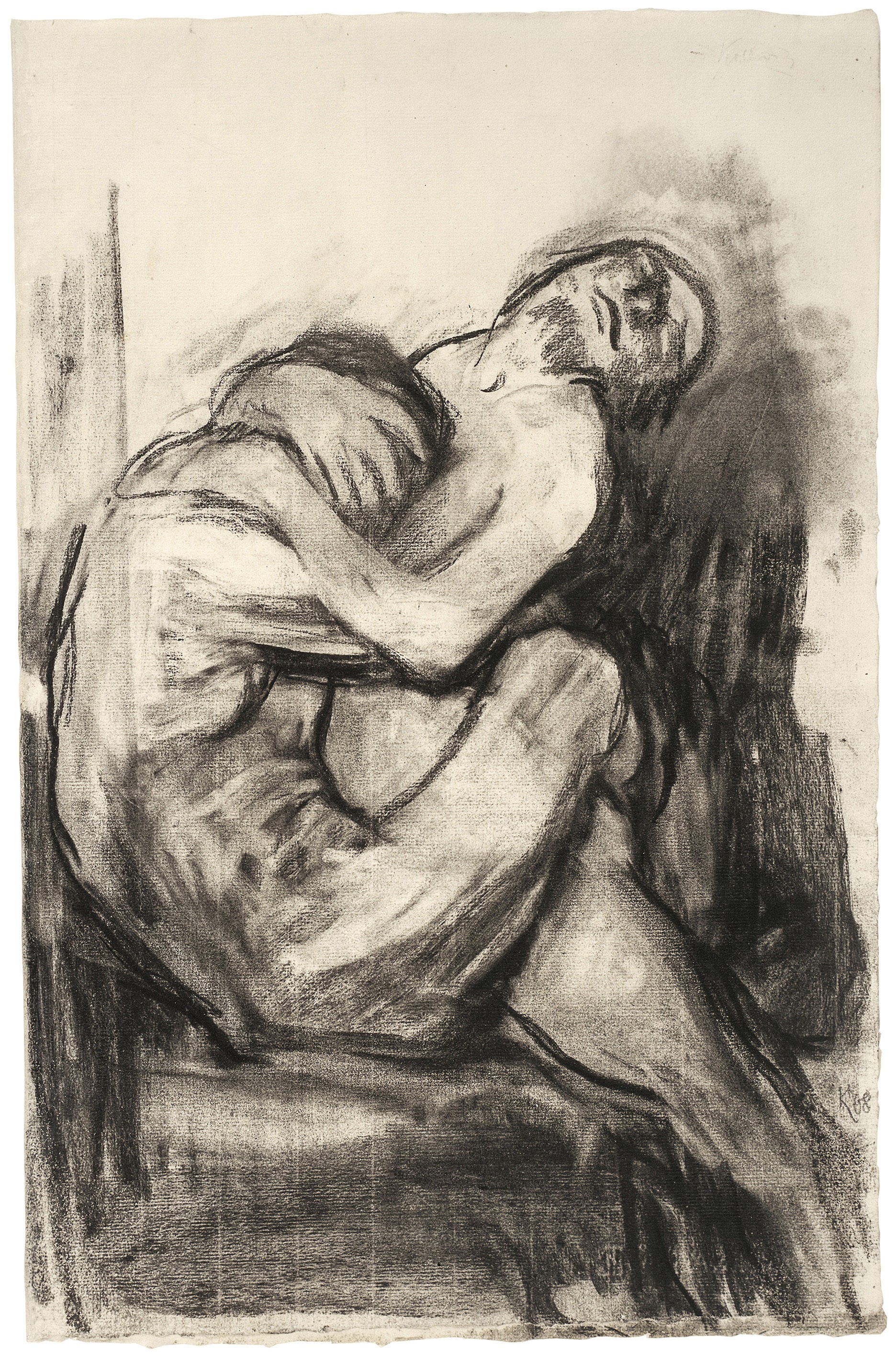 Käthe Kollwitz, Liebesszene I, um 1909/10, Kohle auf Ingres-Bütten, gewischt, 620 x 488 mm, NT 561, Kollwitz Museum Köln, Inv. Nr. 70200/84007.