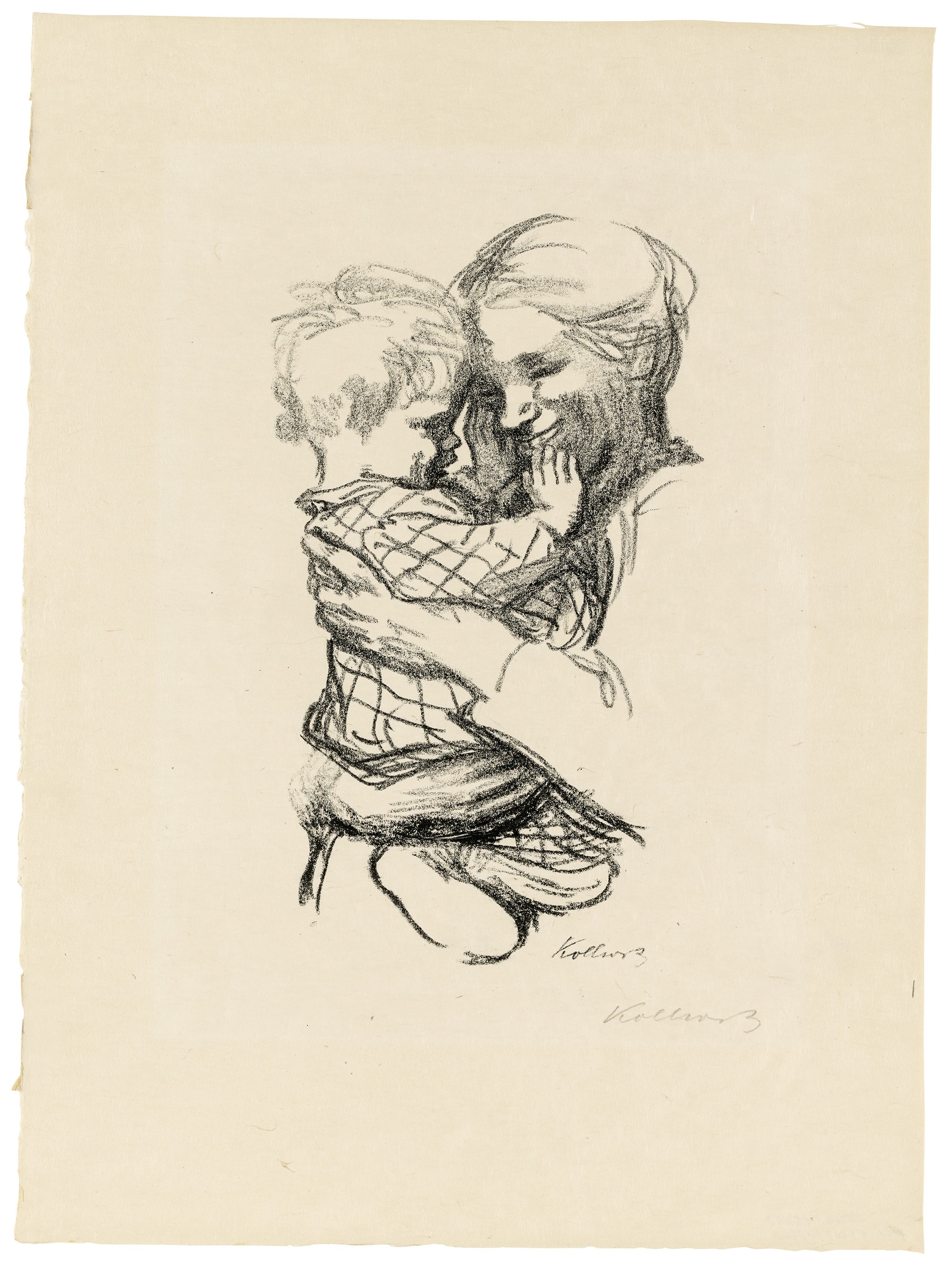 Käthe Kollwitz, Mutter mit Kind auf dem Arm, endgültige Fassung, 1916, Kreidelithografie (Umdruck), 330 x 190 mm, Kn 136 A II, Kollwitz Museum Köln, Inv. Nr. 70300/85023.