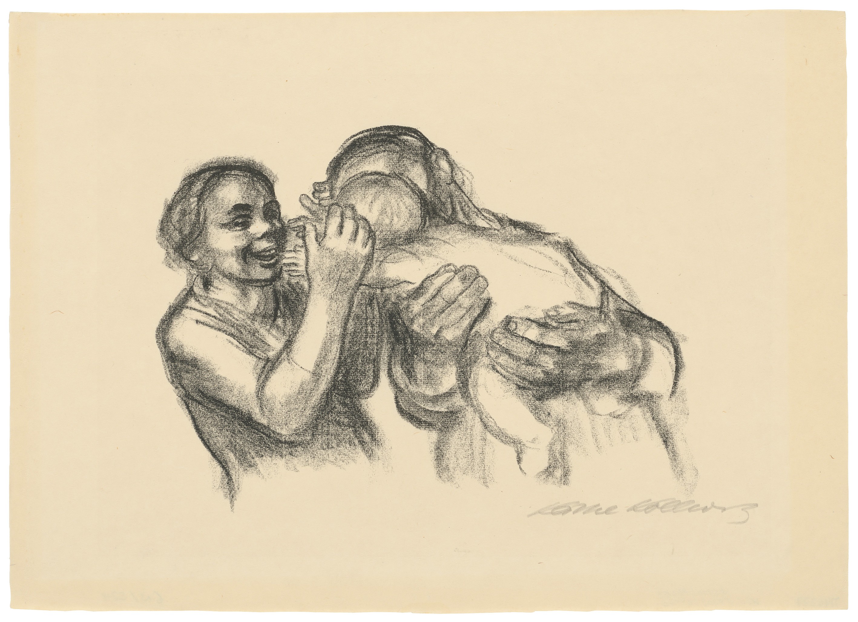 Käthe Kollwitz, Eltern mit Kind, endgültige Fassung, 1931, Kreidelithografie (Umdruck), 225 x 315 mm, Kn 254 a, Kollwitz Museum Köln, Inv. Nr. 70300/86053.