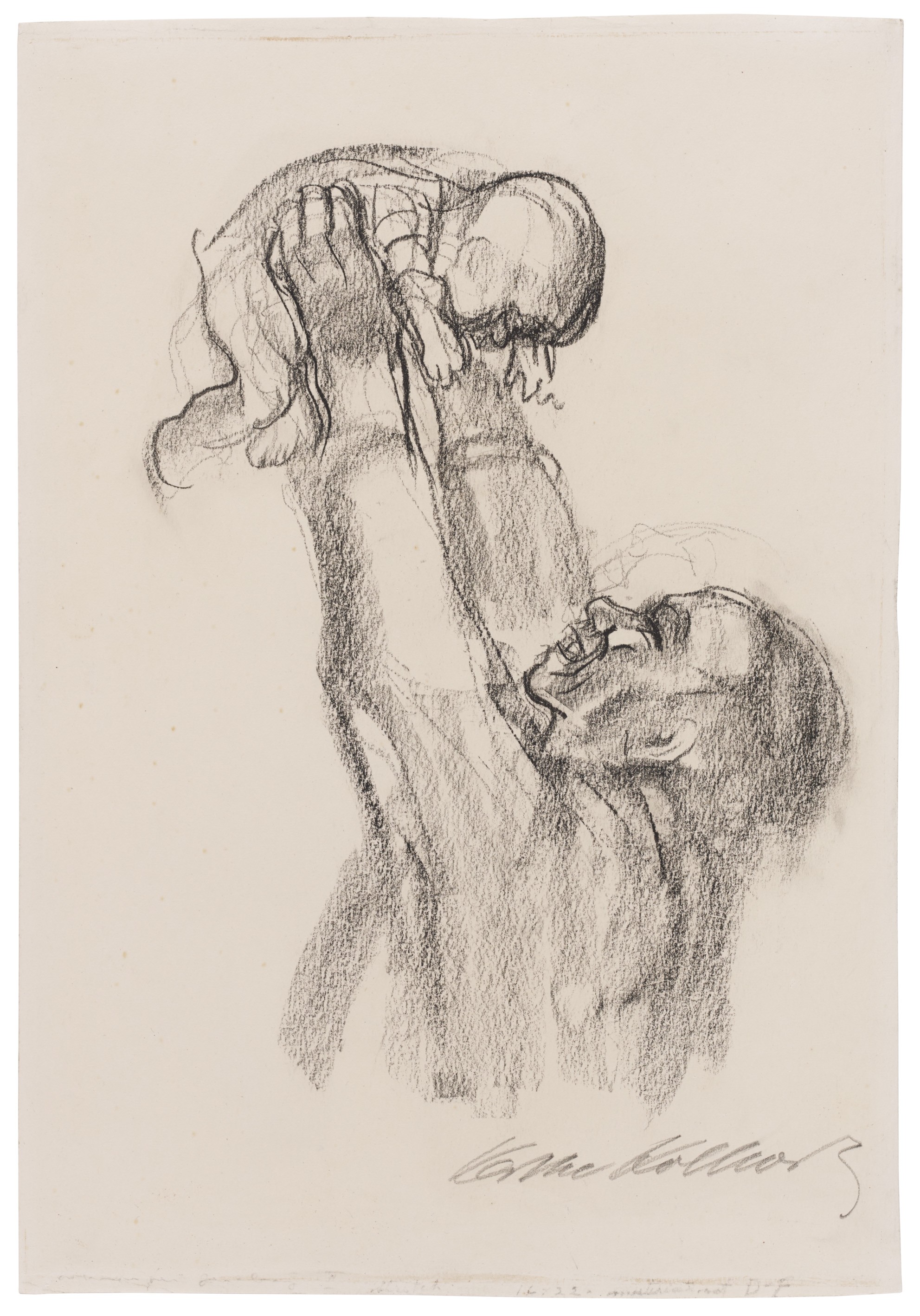 Käthe Kollwitz, Mutterglück, um 1929, Kohle auf festem weißen Papier, 324 x 225 mm, NT (1184a), Kollwitz Museum Köln, Inv. Nr. 70200/11013.
