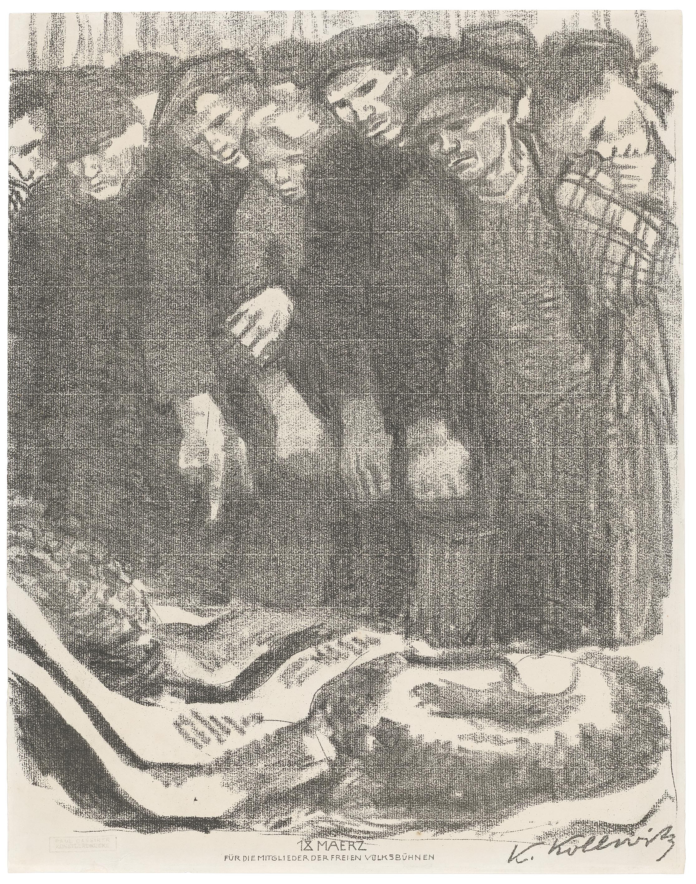 Käthe Kollwitz, Märzfriedhof, dritte Fassung, 1913, Kreidelithografie (Umdruck), 465 x 370 mm, Kn 129 II, Kollwitz Museum Köln, Inv. Nr. 70300/91005. 