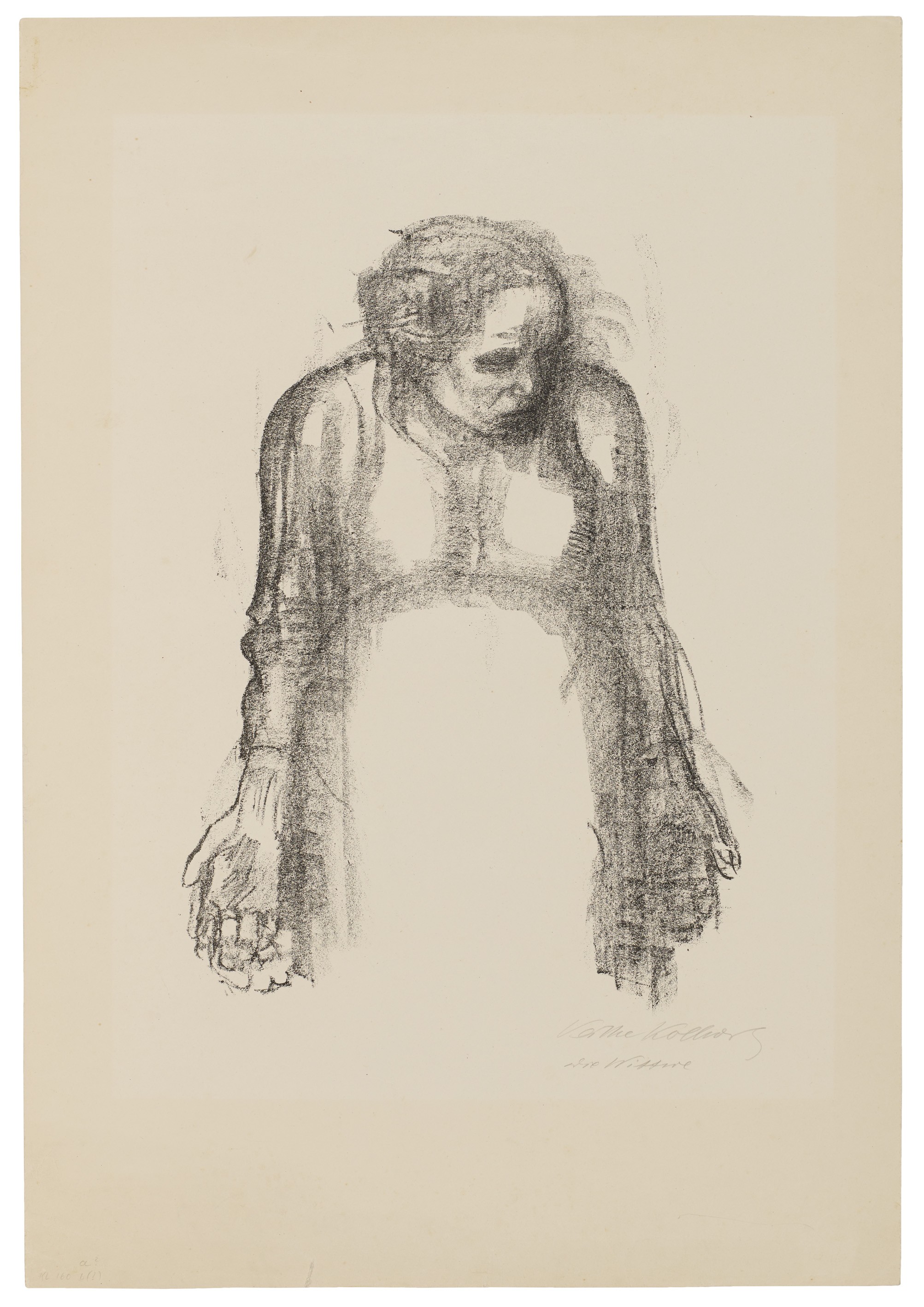 Käthe Kollwitz, Die Witwe I, verworfene dritte Fassung von Blatt 4 der Folge »Krieg«, 1920, Kreidelithografie, 450 x 325 mm, Kn 152 c, Kollwitz Museum Köln, Inv. Nr. 70300/83011.
