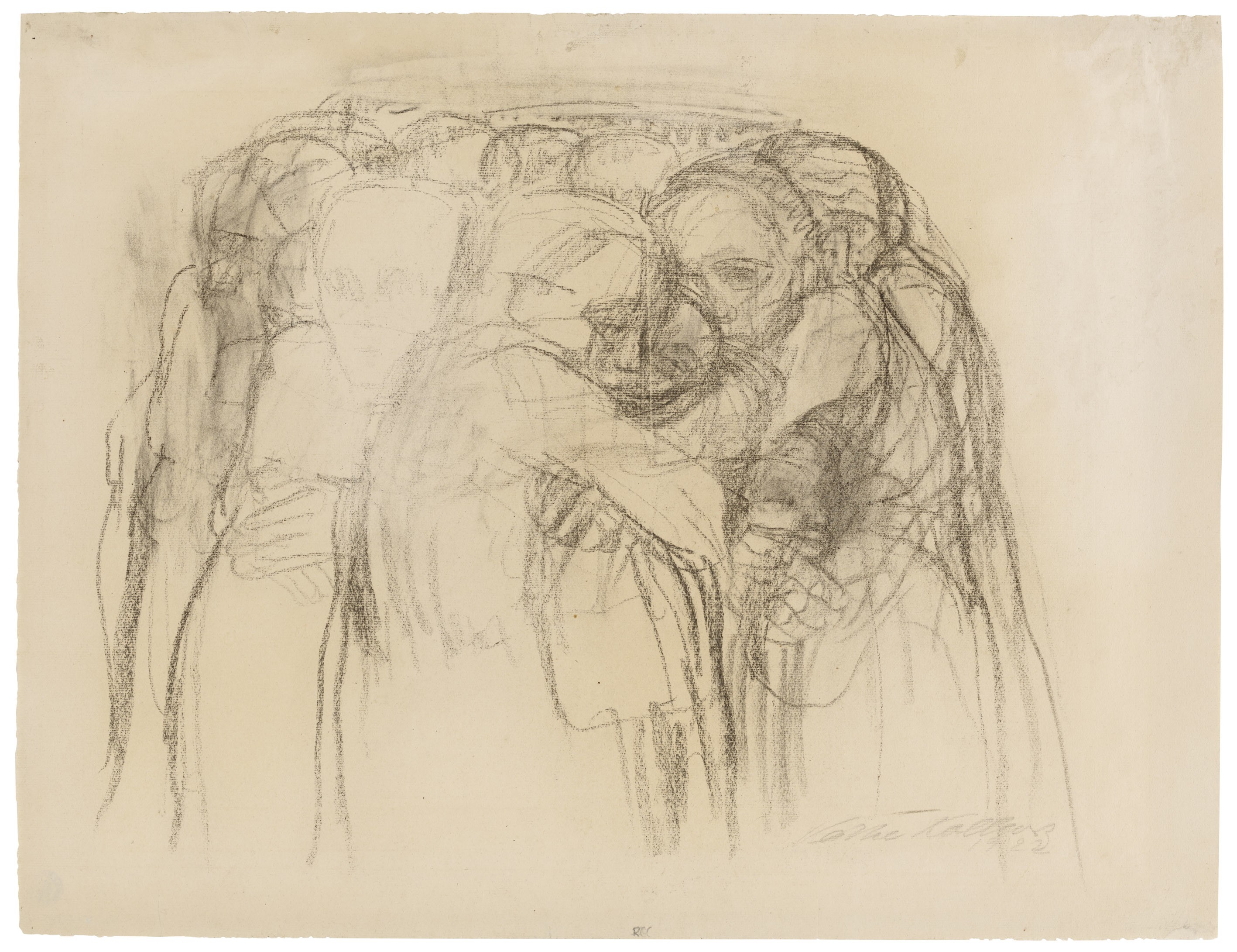 Käthe Kollwitz, Die Mütter, 1922, Kohle auf bräunlichem Bütten, 446 x 578 mm, NT 857, Kollwitz Museum Köln, Inv. Nr. 70200/83030.