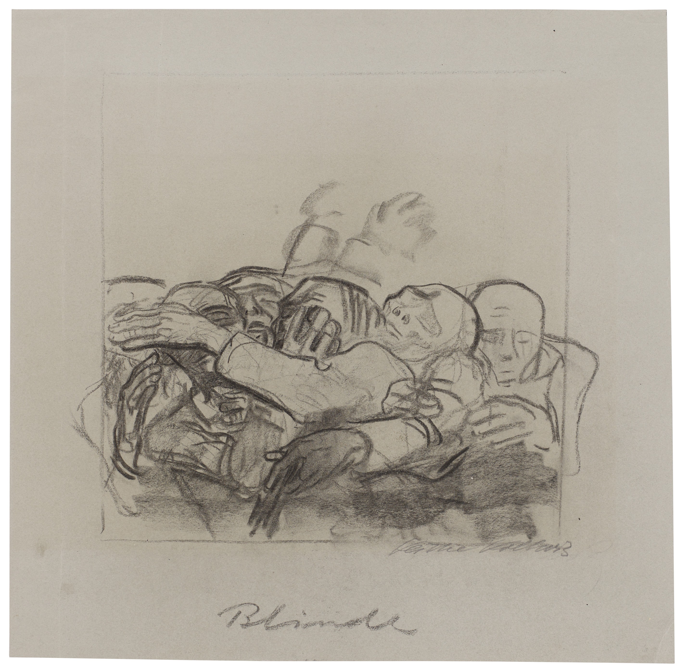 Käthe Kollwitz, Blinde, 1922/23, Kohle auf Bütten, 452 x 461 mm, NT 973, Kollwitz Museum Köln, Inv. Nr. 70200/83042.