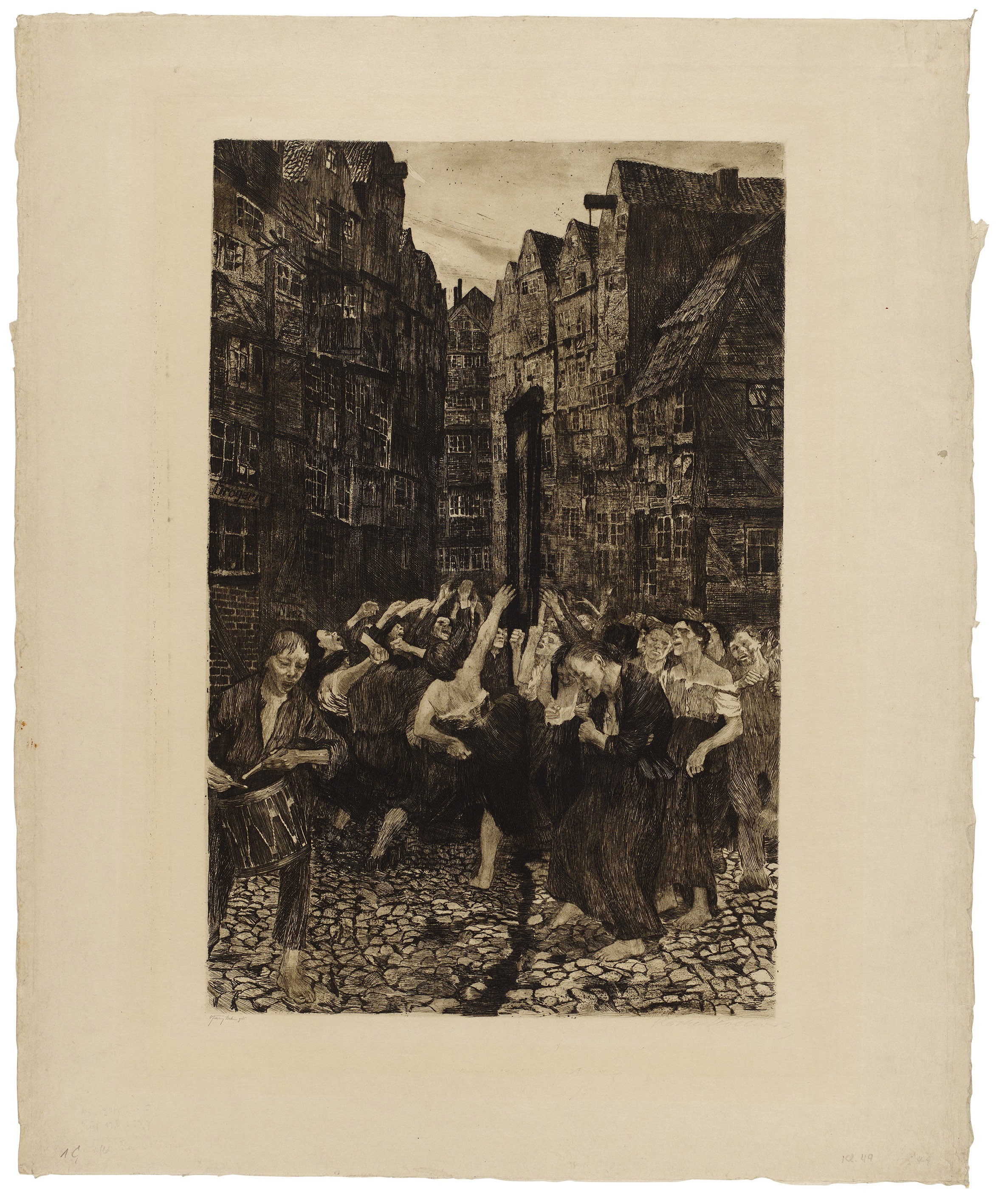 Käthe Kollwitz, The Carmagnole, 1901, line etching, drypoint, aquatint respectively brush etching and sandpaper, 588 x 412 mm, Kn 51 V b, Kollwitz Museum Köln, Inv. No. 70300/84011.