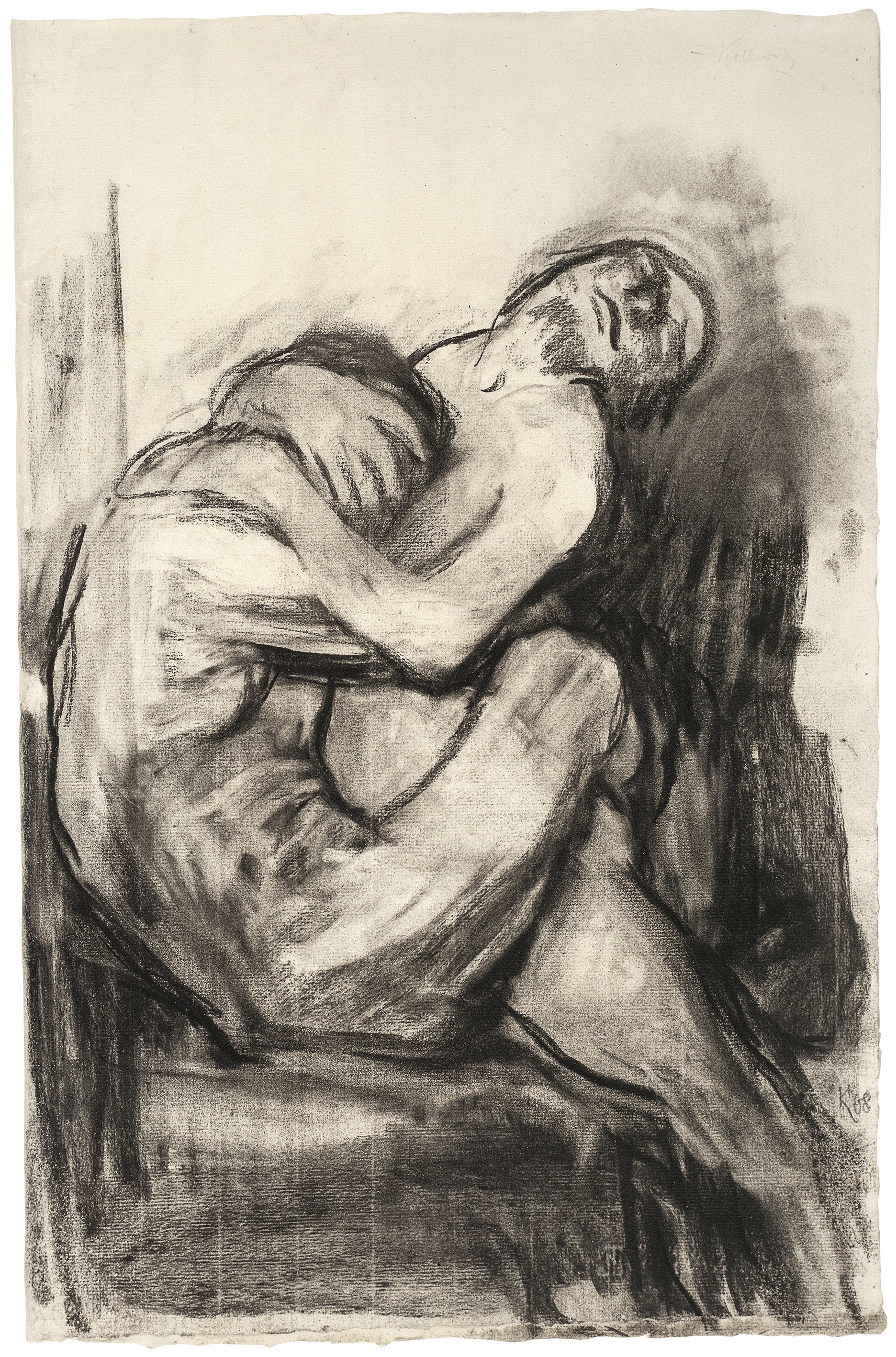 Käthe Kollwitz, Love Scene I, c 1909/10, charcoal on Ingres paper, stumped, 620 x 488 mm, NT 561, Kollwitz Museum Köln, Inv. Nr. 70200/84007.