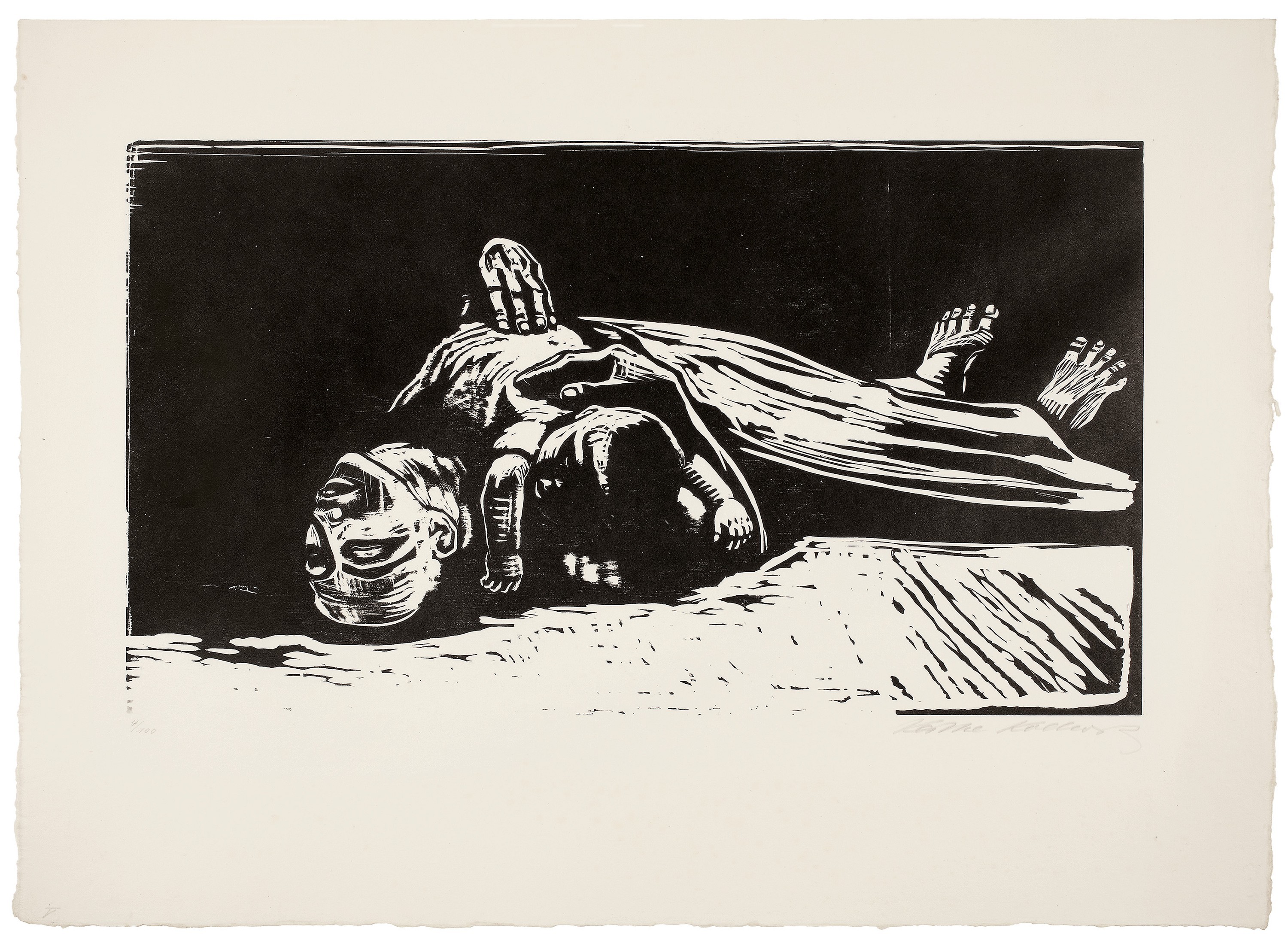 Käthe Kollwitz, The Widow II, sheet 5 of the series »War«, 1922, woodcut, 300 x 525 mm, Kn 178 VII b, Kollwitz Museum Köln, Inv. Nr. 70300/92015.