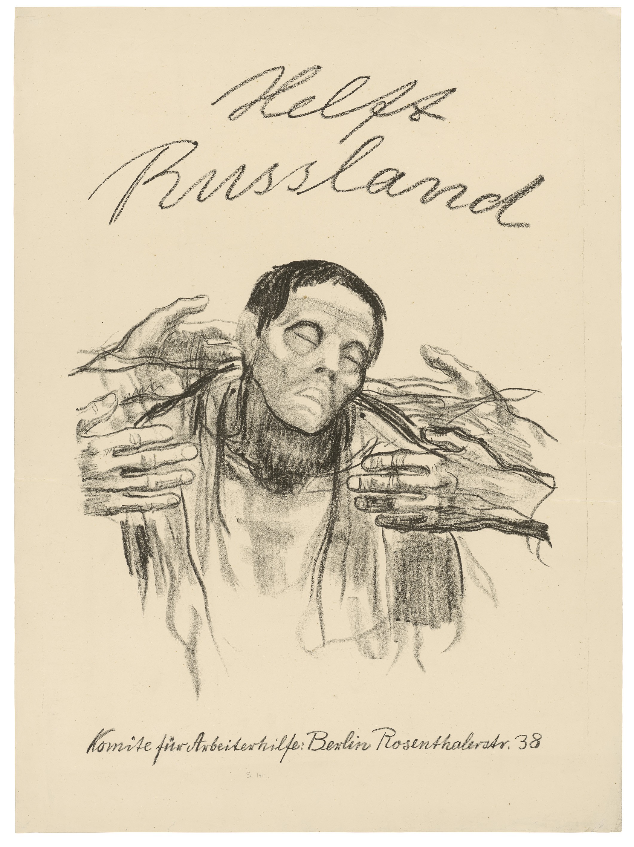 Käthe Kollwitz, Plakat »Helft Russland«, 1921, Kreidelithografie (Umdruck), 667 x 477 mm, Kn 170 A I, Kollwitz Museum Köln, Inv. Nr. 70300/93013.