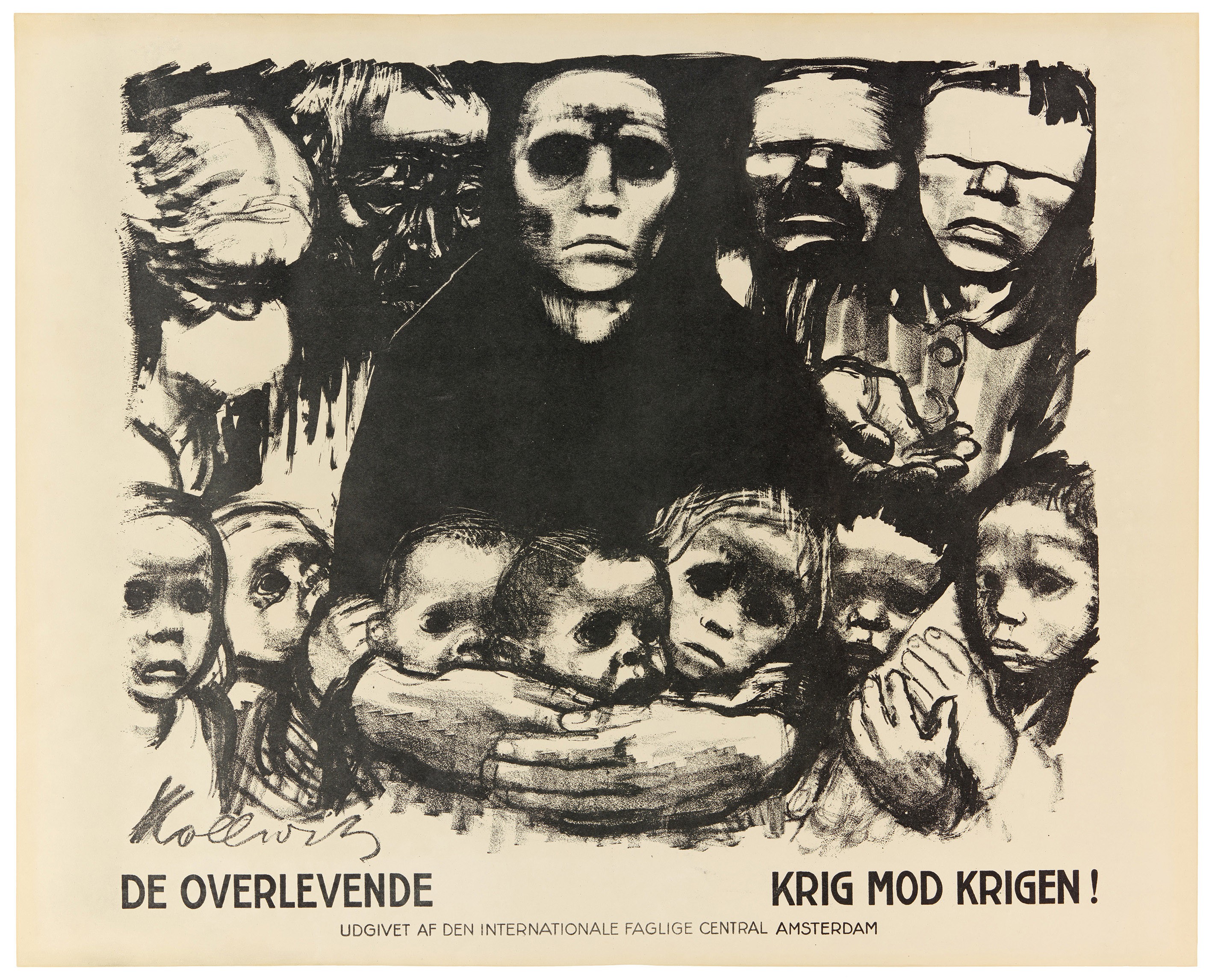 Käthe Kollwitz, Plakat »Die Überlebenden« in dänischer Sprache, 1923, Kreide- und Pinsellithographie sowie Schabnadel (Umdruck), 562 x 685 mm, Kn 197 II b 4, Kollwitz Museum Köln, Inv. Nr. 70300/95011.