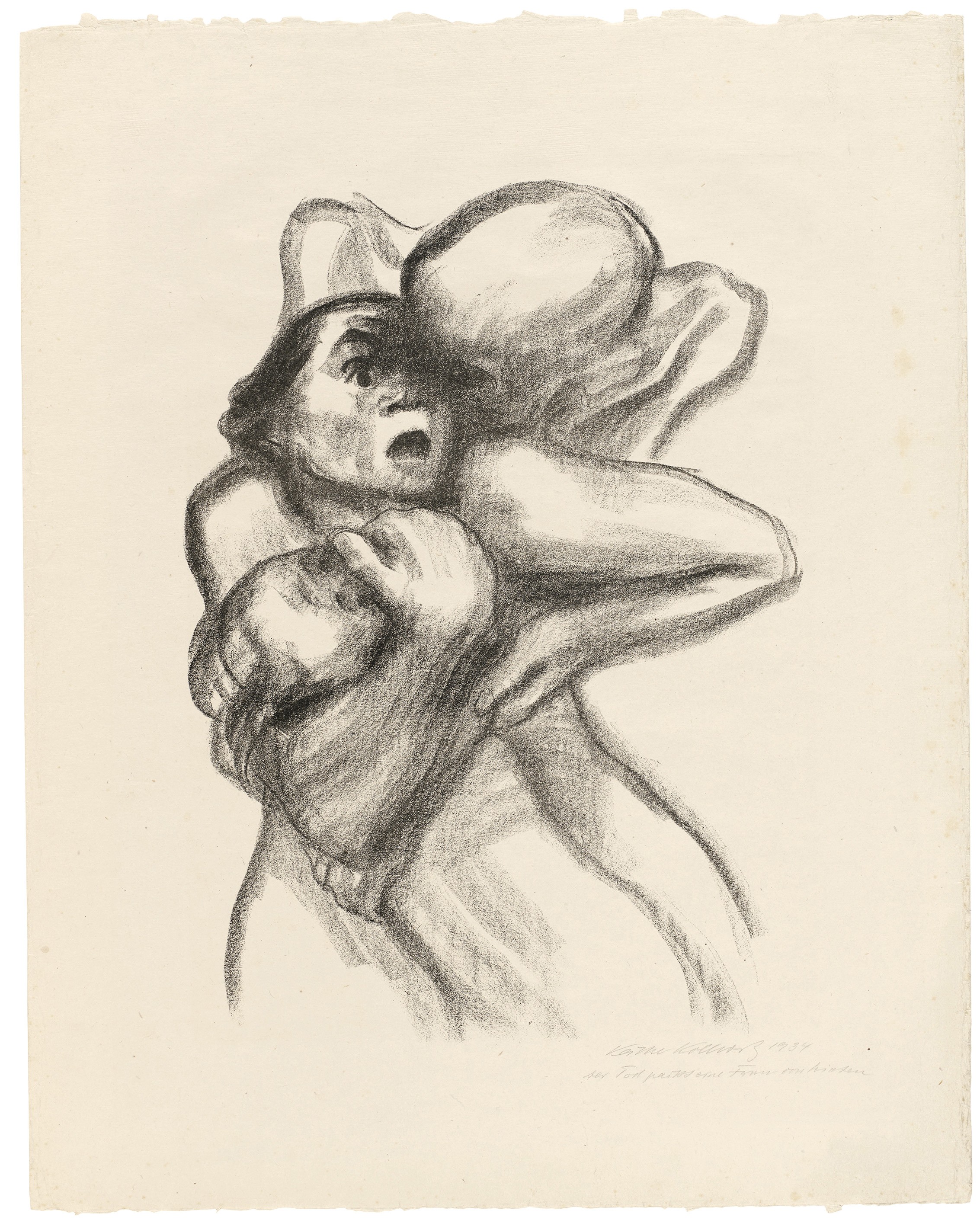 Käthe Kollwitz, Tod packt eine Frau, Blatt 4 der Folge »Tod«, 1934, Kreidelithografie, 507 x 365 mm, Kn 267 a, Kollwitz Museum Köln, Inv. Nr. 70300/86057.
