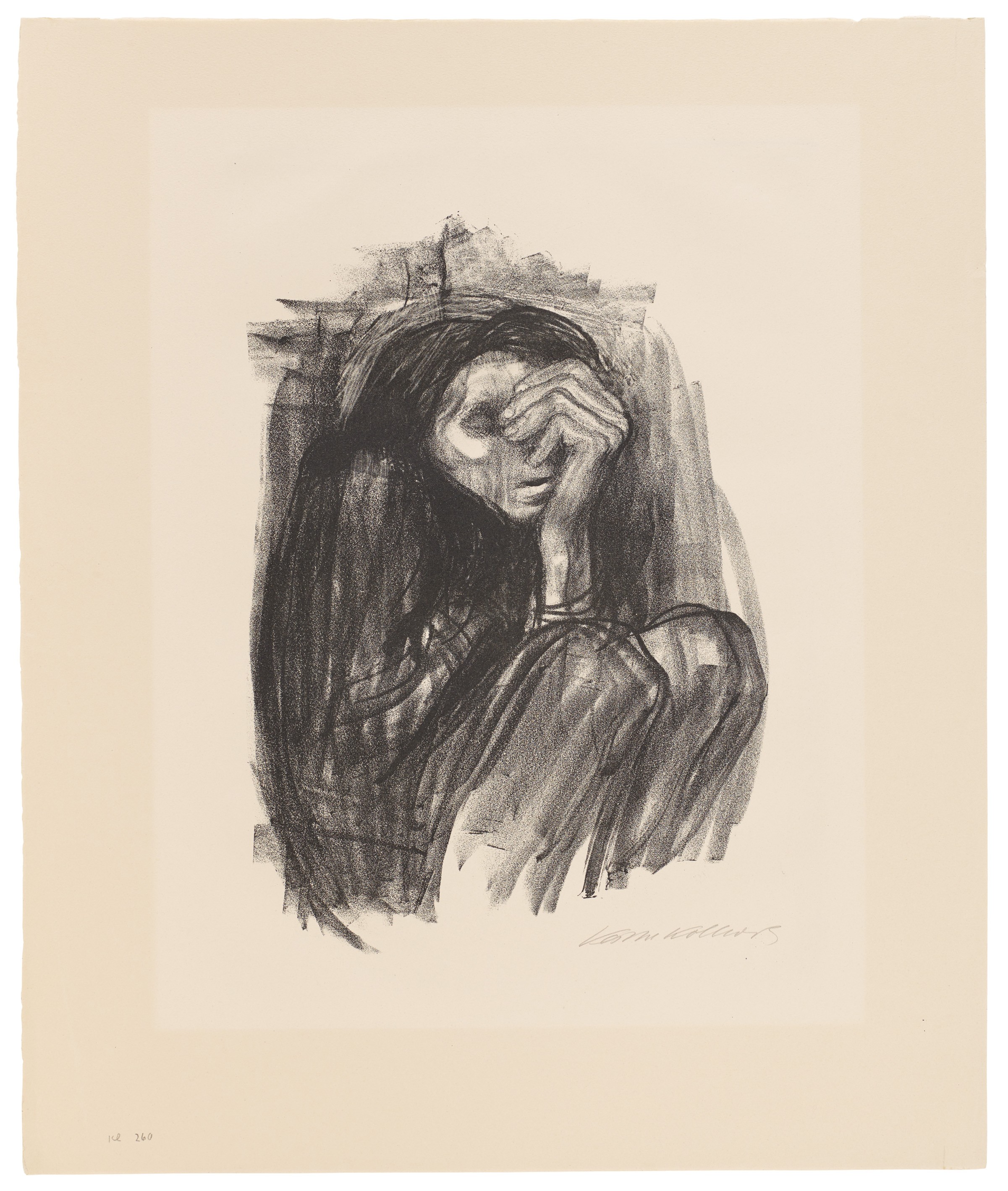 Käthe Kollwitz, Tod auf der Landstraße, Blatt 5 der Folge »Tod«, 1937, Kreidelithografie, 410 x 292 mm, Kn 270 II b, Kollwitz Museum Köln, Inv. Nr. 70300/06007.