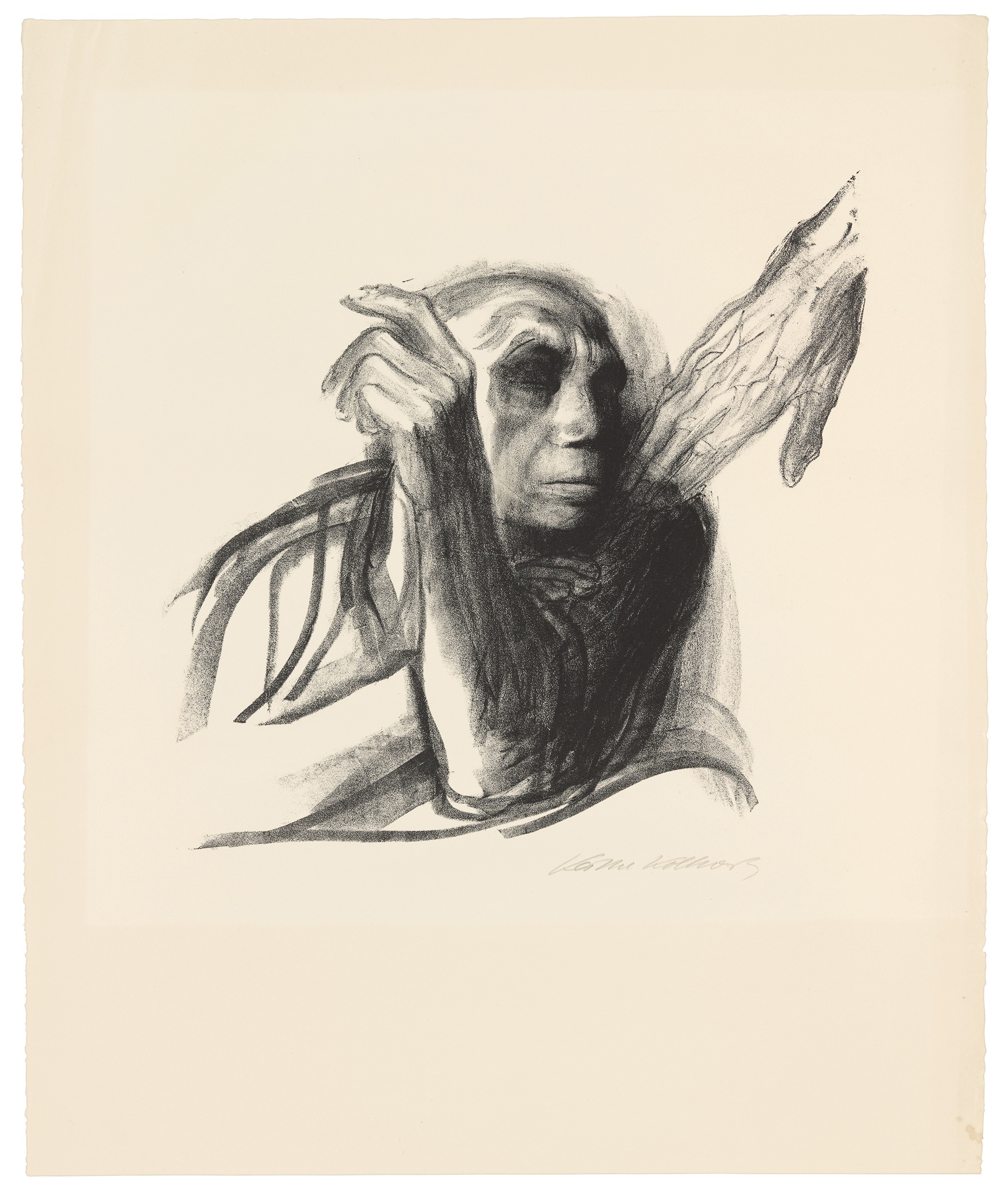 Käthe Kollwitz, Ruf des Todes, Blatt 8 der Folge »Tod«, 1937, Kreidelithografie, 380 x 383 mm, Kn 269 b, Kollwitz Museum Köln, Inv. Nr. 70300/02051.