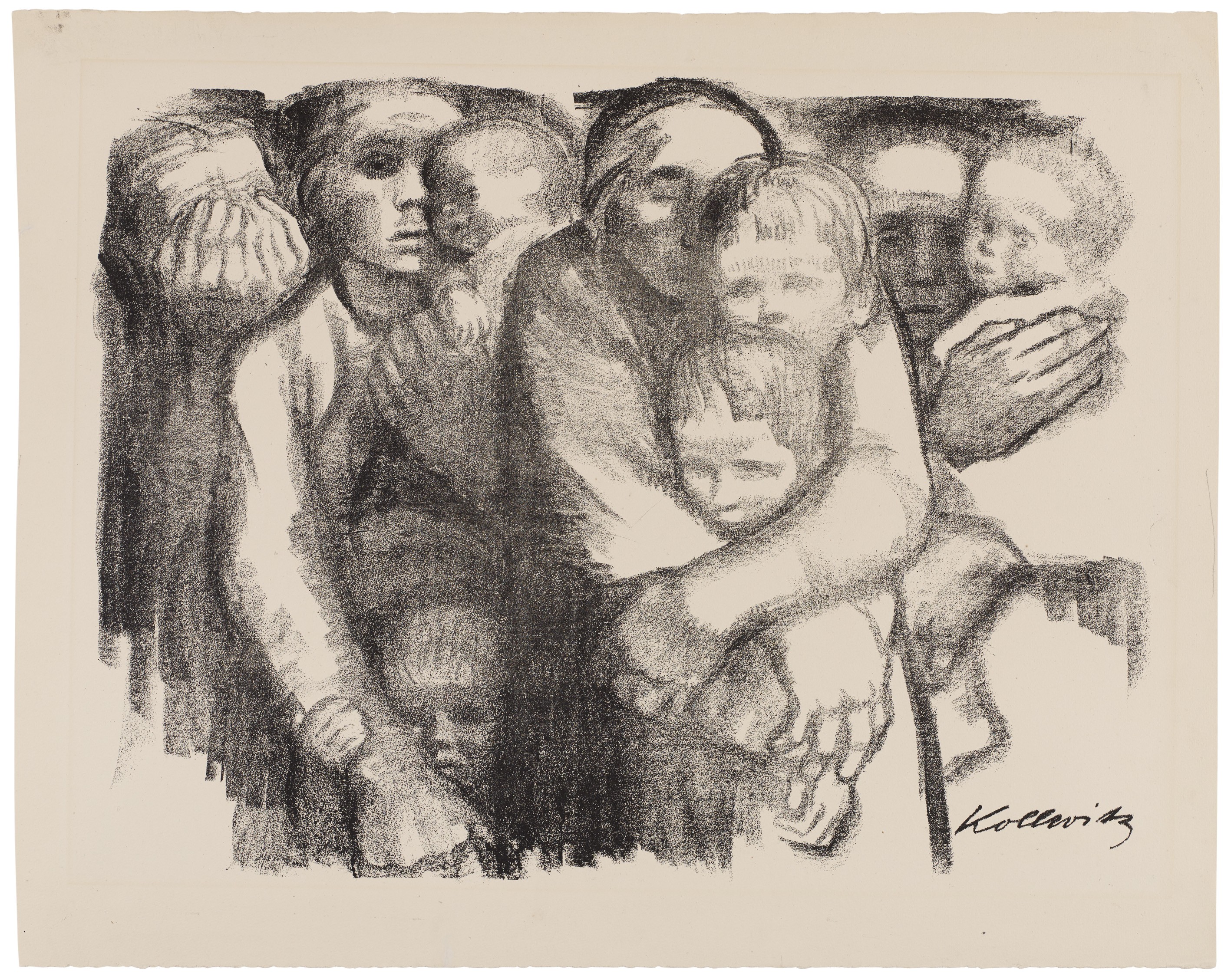Käthe Kollwitz, Mütter, verworfene zweite Fassung von Blatt 6 der Folge »Krieg«, 1919, Kreidelithografie (Umdruck), 445 x 585 mm, Kn 140 II, Kollwitz Museum Köln, Inv. Nr. 70300/97003.